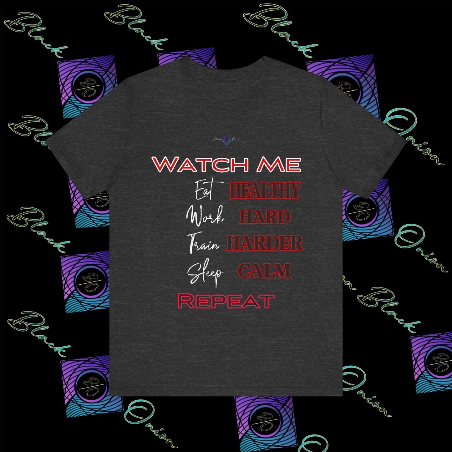 BlackOnion "Watch Me" T-Shirt with Workout Motif 💪🔥