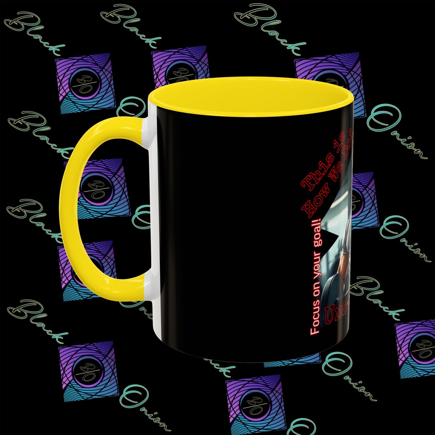 BlackOnion Coffee Mug - 11oz with Workout Motif ‘Unstoppable’🔥💪🫵