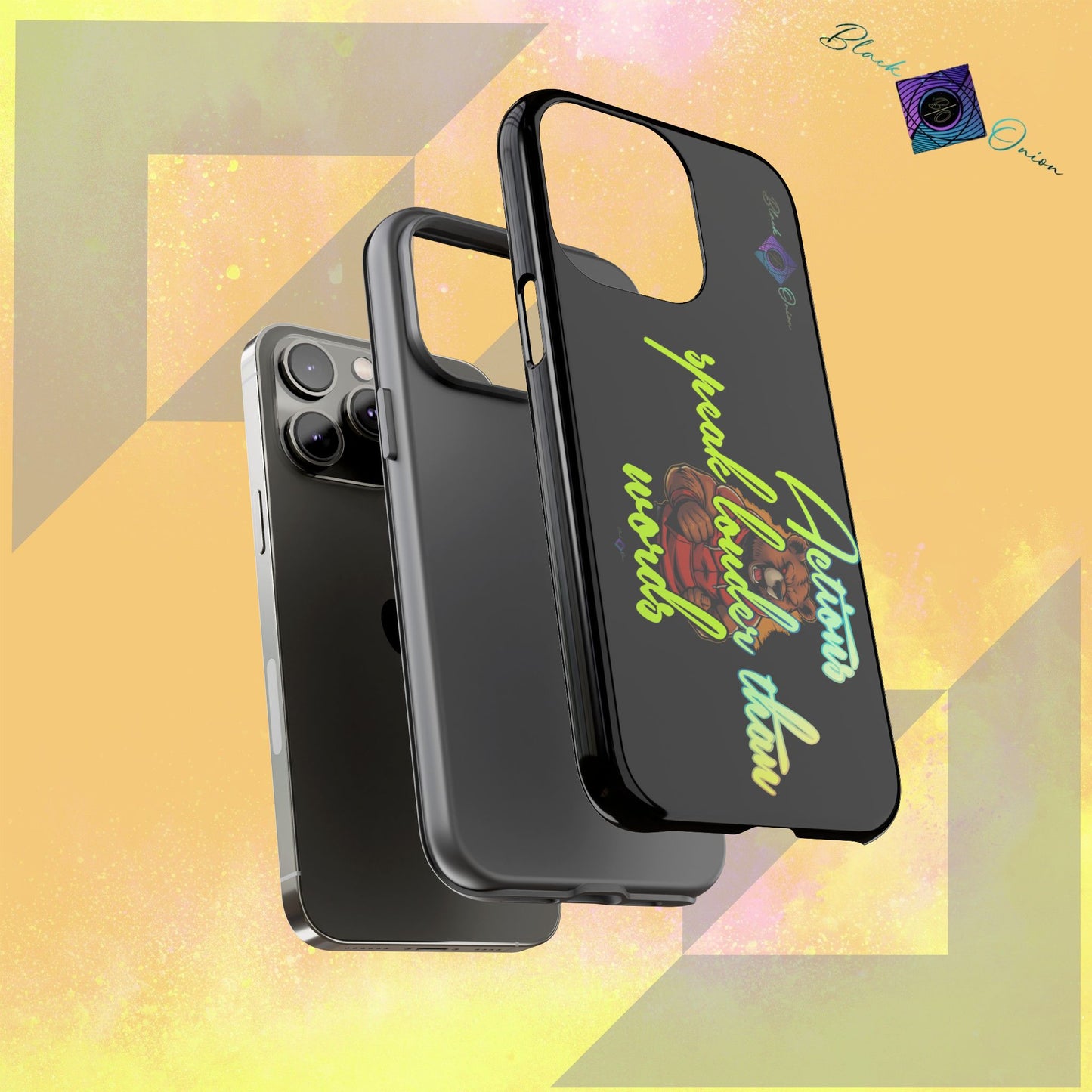 BlackOnion Brand New Phone Case - with Motivational Workout Motif ‘Actions speak lauder ‘💪🔥🫵