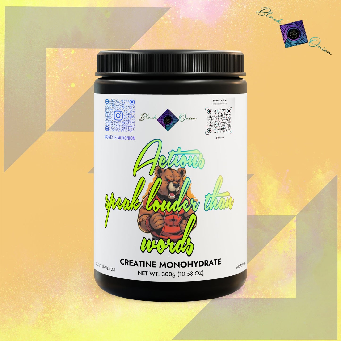 BlackOnion Creatine Monohydrate Supplement (300g, 10.58oz) ๐ฅ๐ช