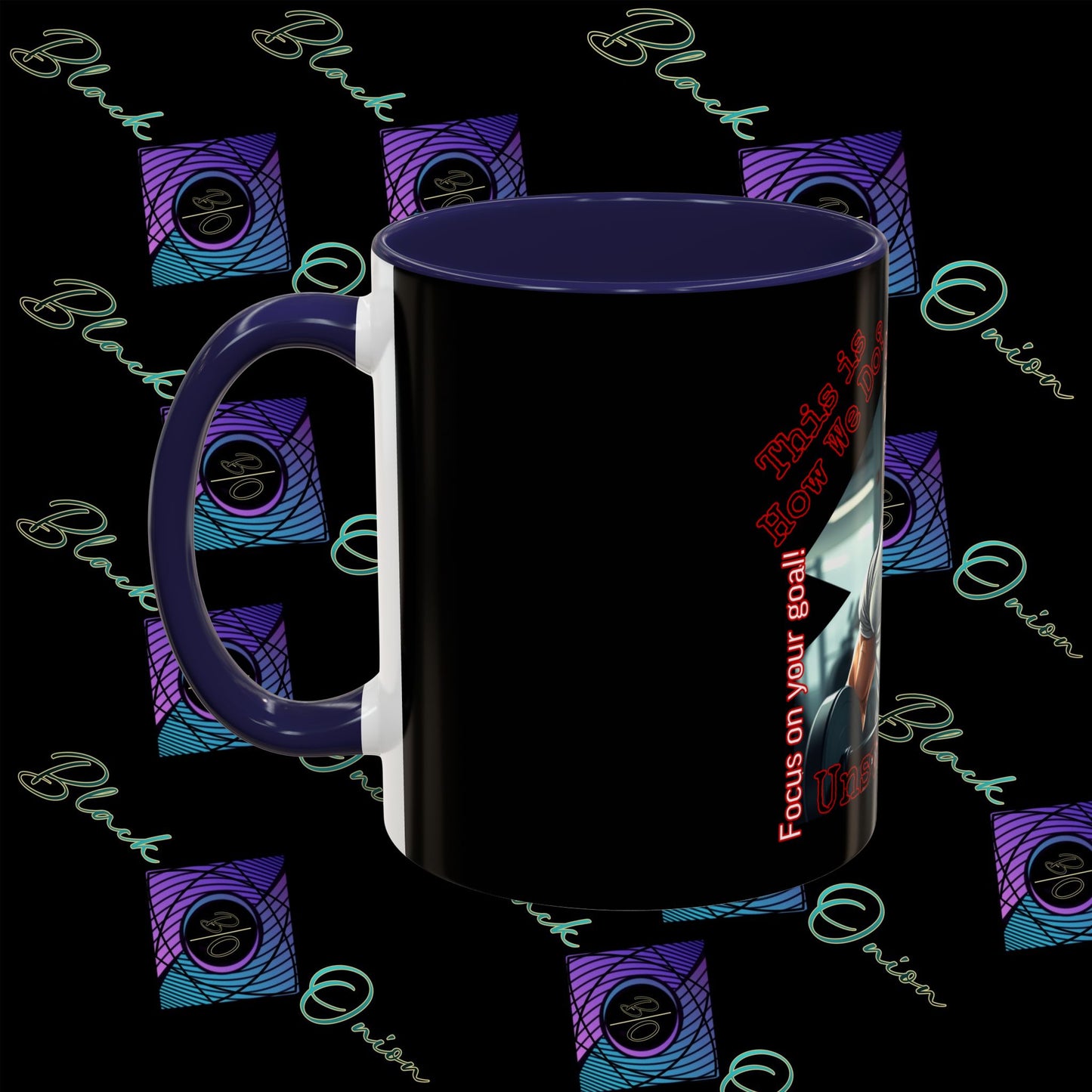 BlackOnion Coffee Mug - 11oz with Workout Motif ‘Unstoppable’🔥💪🫵