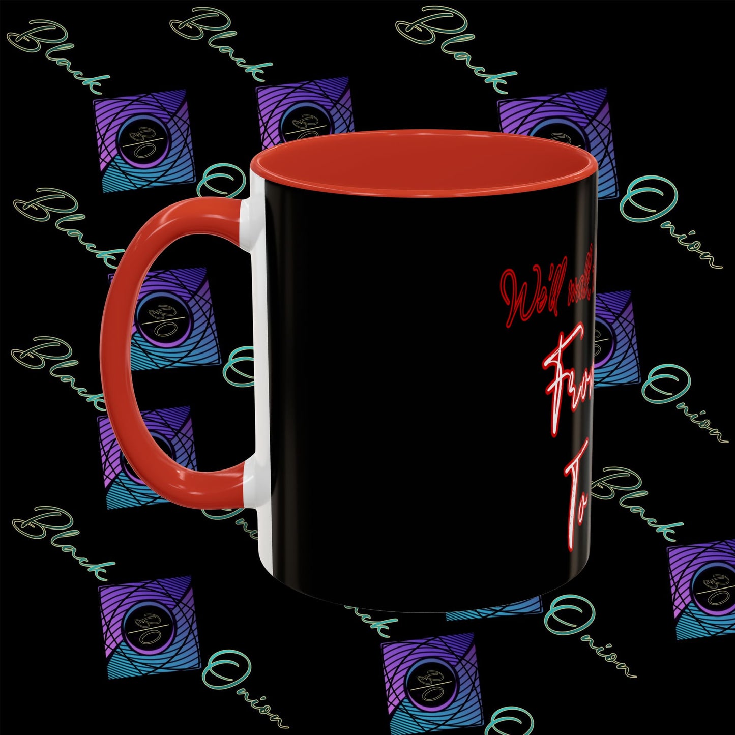 BlackOnion Coffee Mug - 11oz with Workout Motif ‘We’ll walk this road together’🔥💪🫵