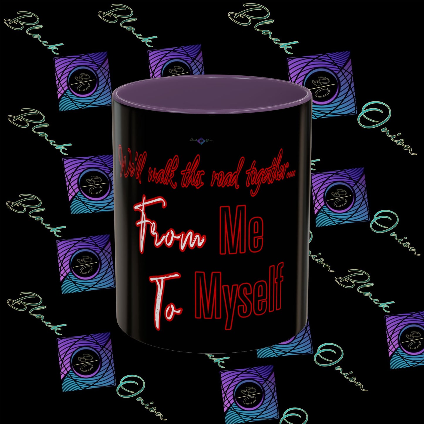 BlackOnion Coffee Mug - 11oz with Workout Motif ‘We’ll walk this road together’🔥💪🫵