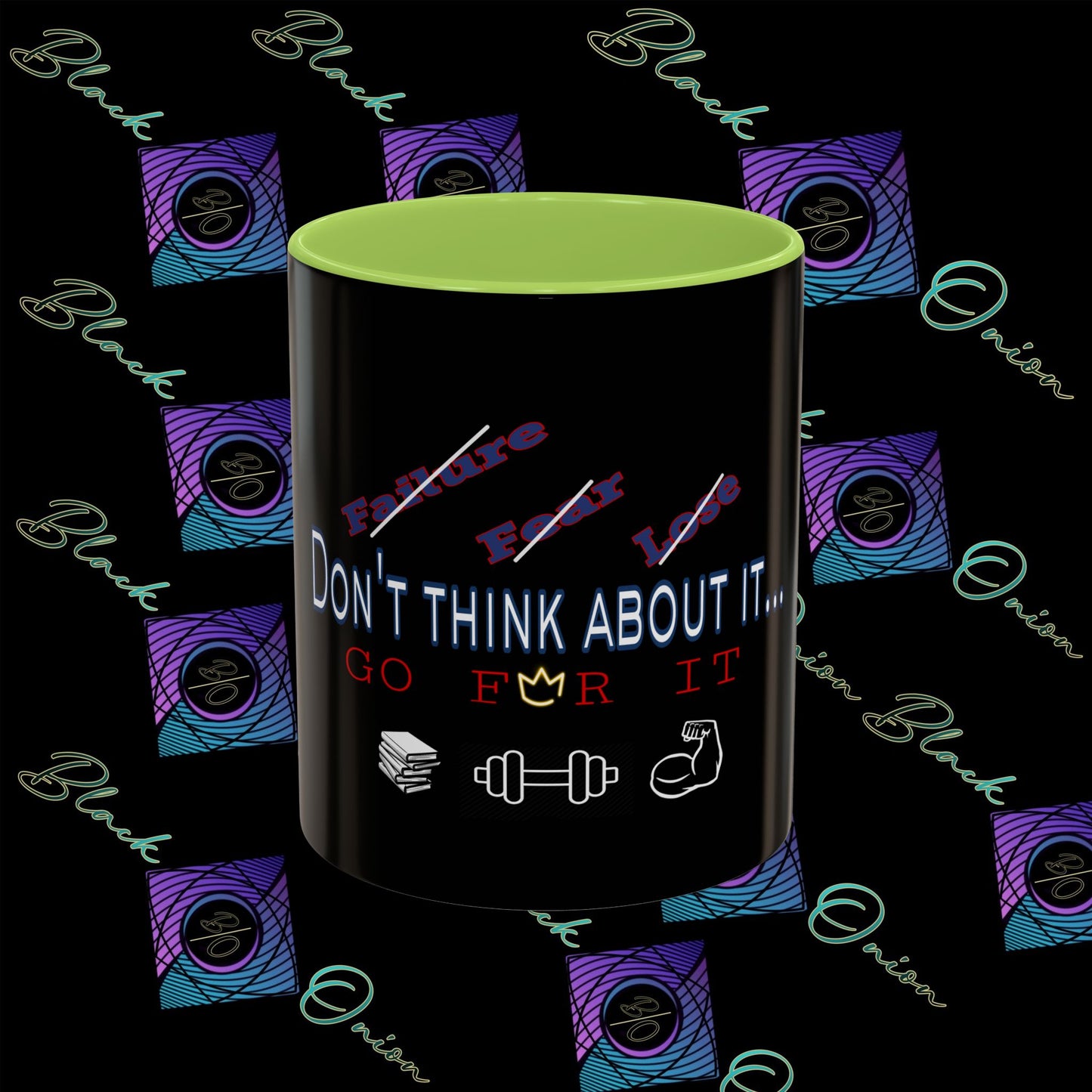 BlackOnion Coffee Mug Serial 2 with Workout Motif ‘Don’t think ‘🫵🔥💪