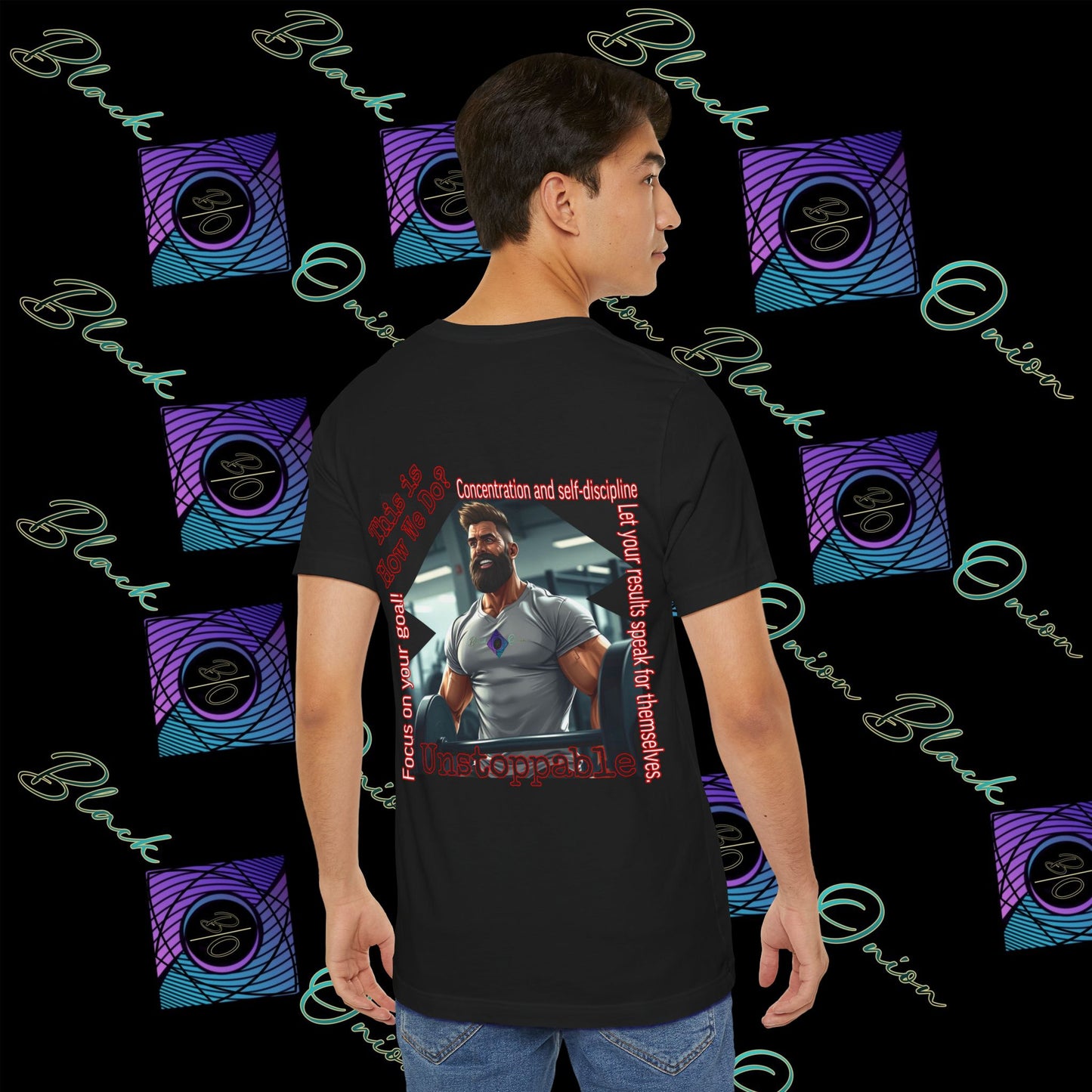 BlackOnion T-shirt with Workout Motif “Unstoppable “💪🔥🫵