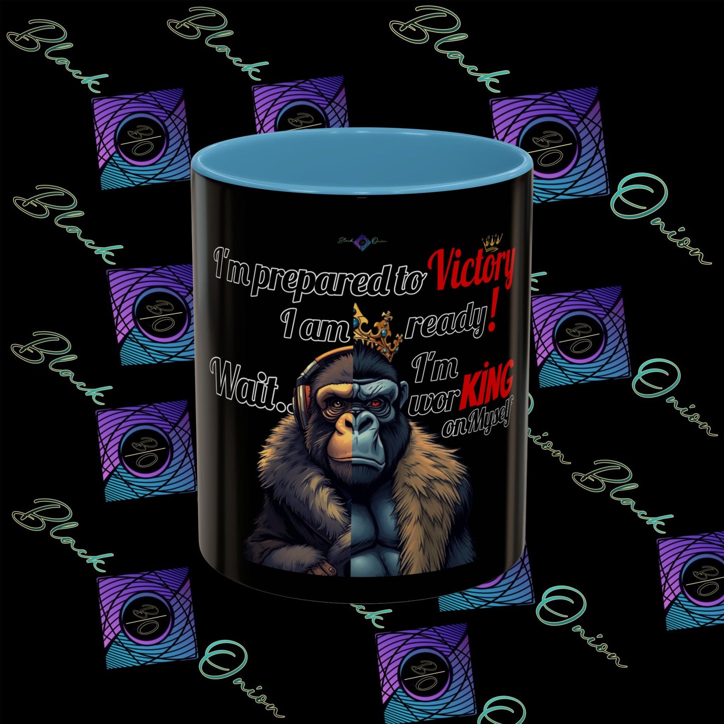 BlackOnion Coffee Mug 2 with Workout Motif ‘Victory V2’🫵🔥💪