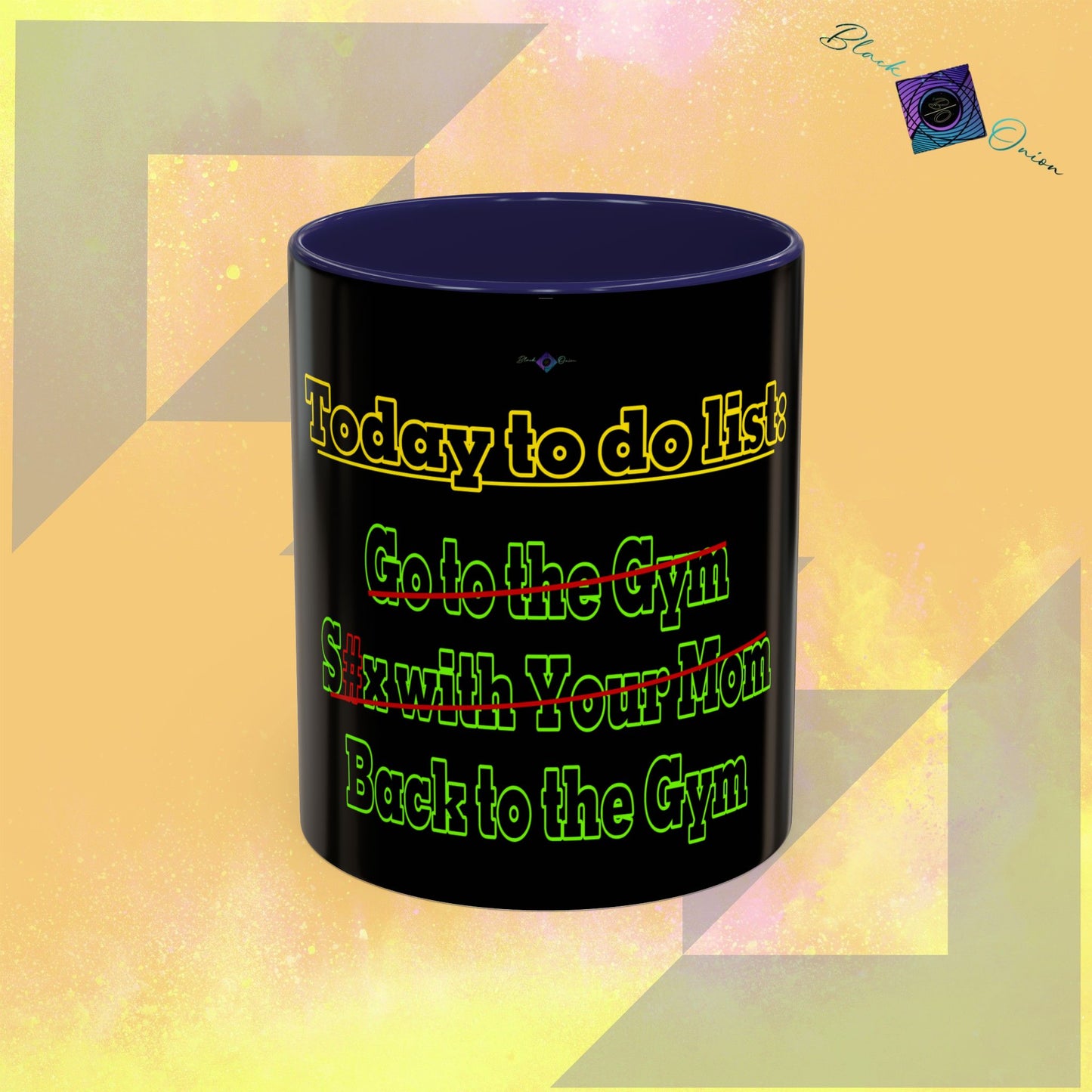 BlackOnion Coffee Mug 2 with Workout Motif ‘Today To Do List V2’🫵🔥💪