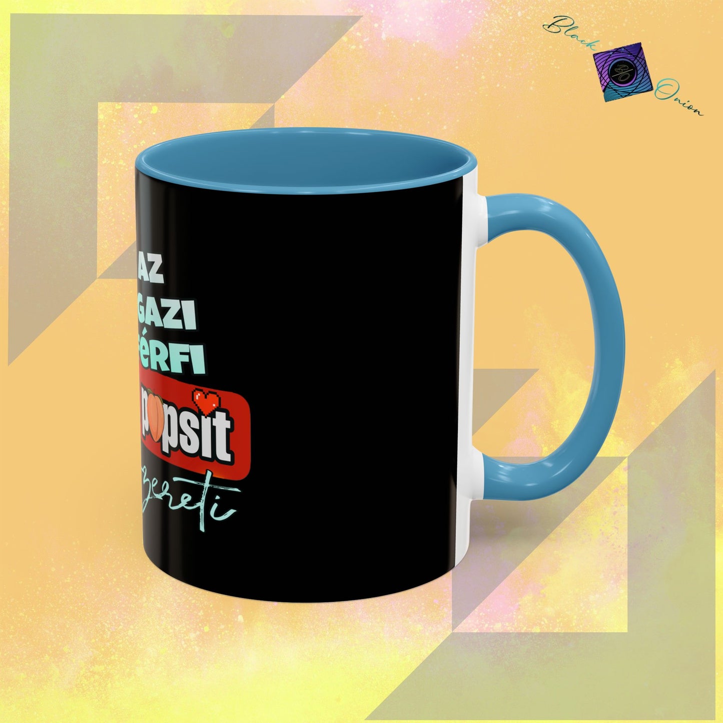 BlackOnion Coffee Mug - 11oz with Workout Motif ‘Az igazi férfi’🔥💪🫵