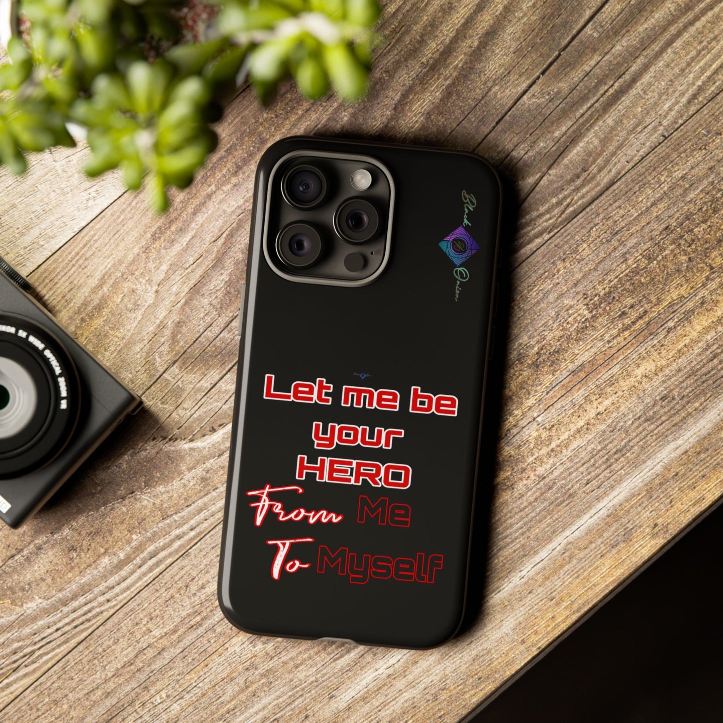 BlackOnion Brand New Phone Case - with Motivational Workout Motif’Let me be your Hero ‘💪🔥🫵