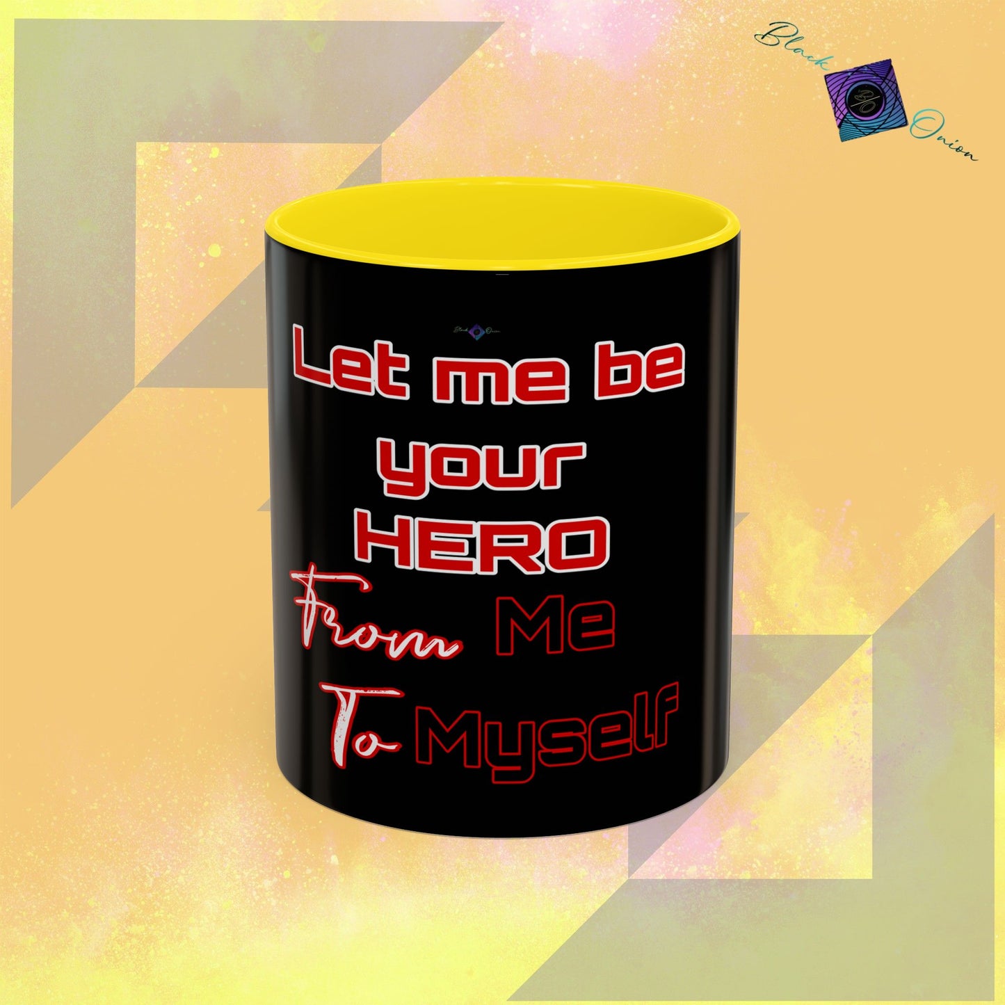 BlackOnion Coffee Mug - 11oz with Workout Motif ‘Let me be your Hero’🔥💪🫵