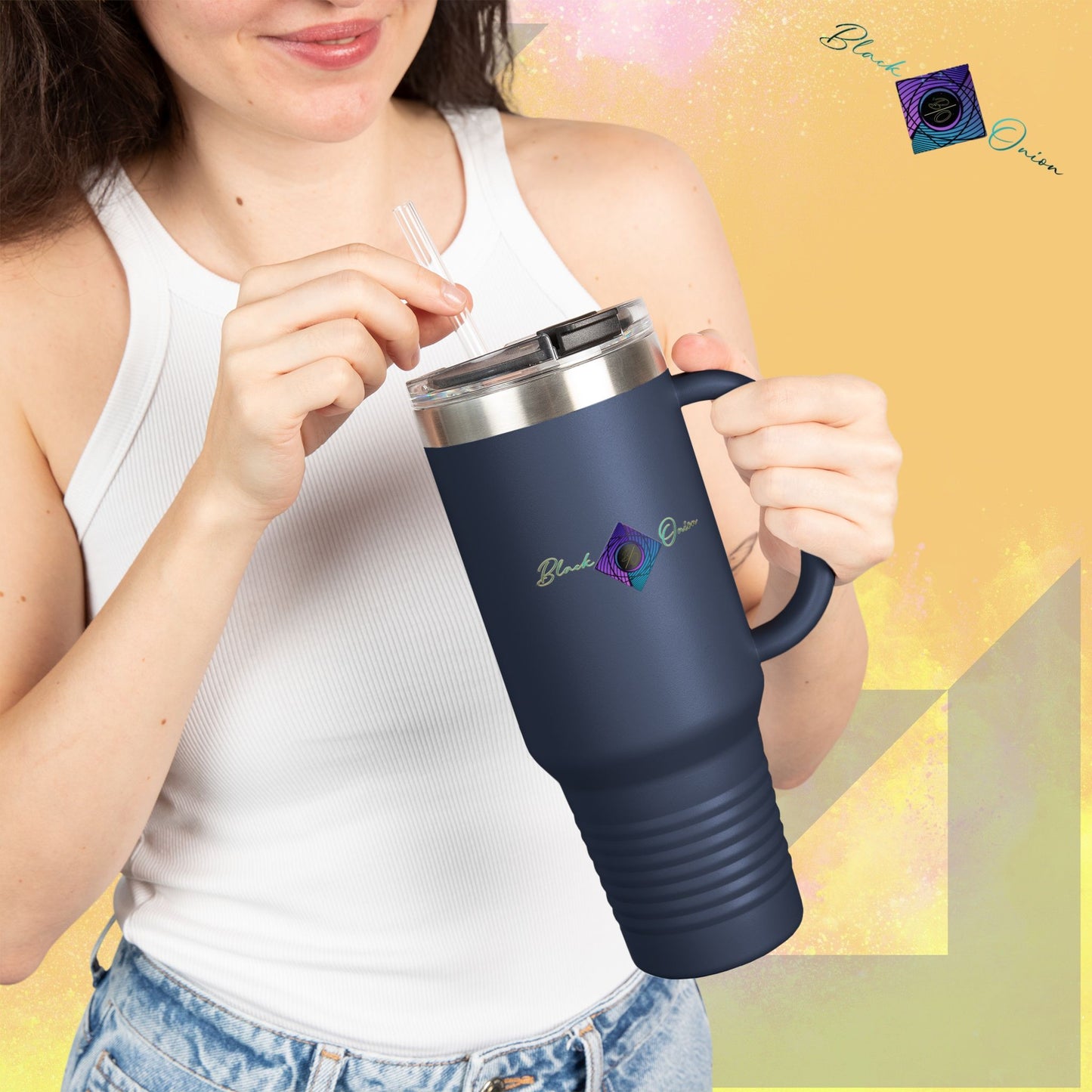 BlackOnion Travel Mug - 40oz with Straw