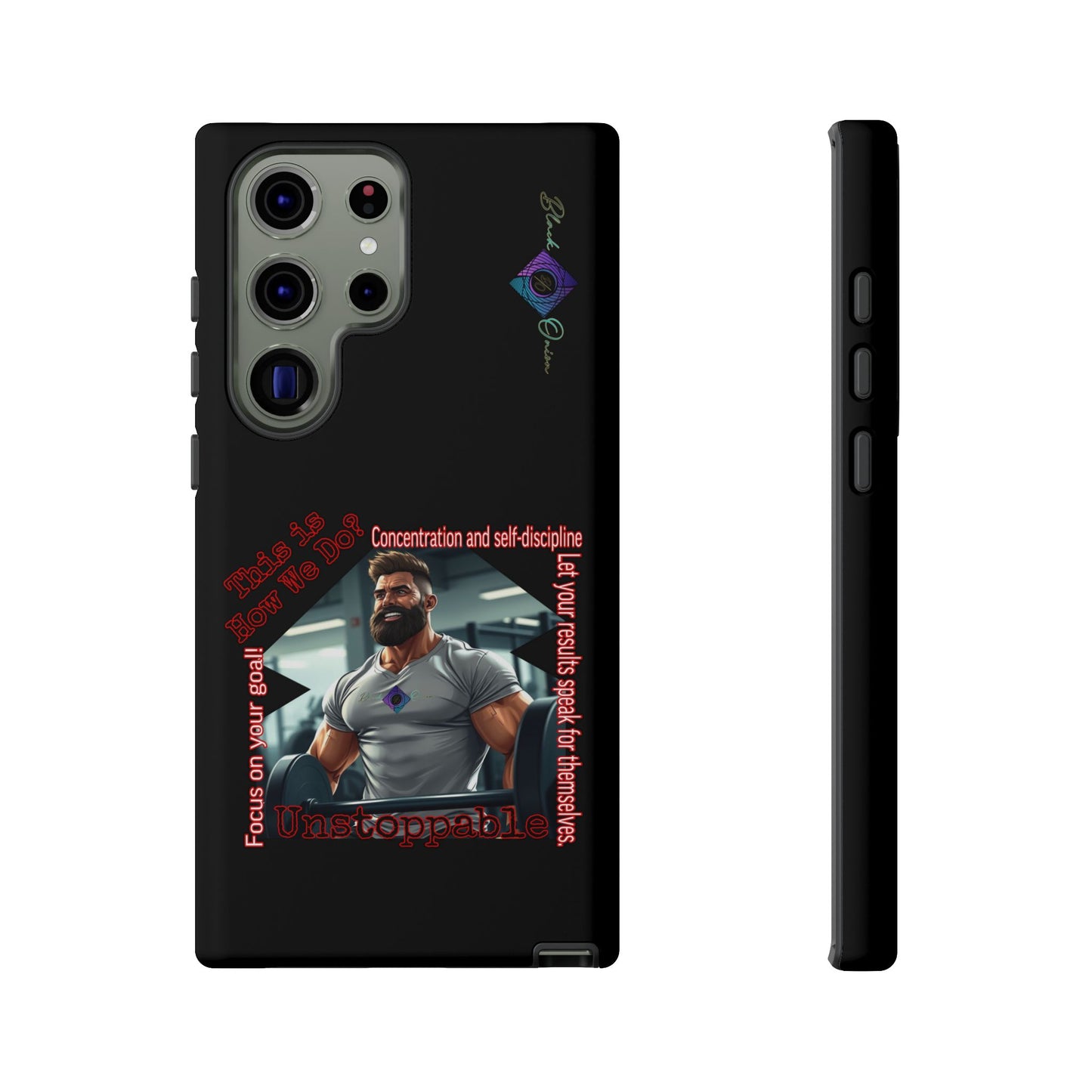 BlackOnion Brand New Phone Case - with Motivational Workout Motif’Unstoppable ‘💪🔥🫵