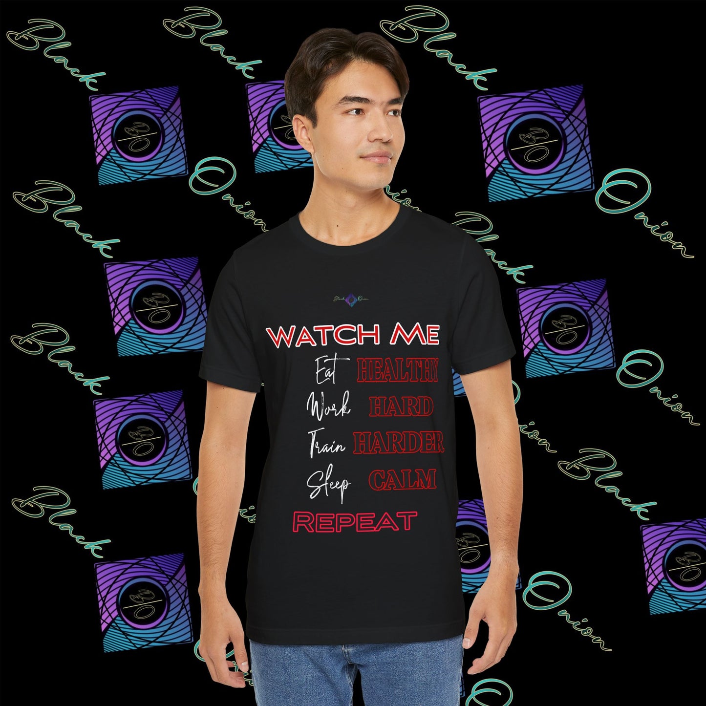 BlackOnion "Watch Me" T-Shirt with Workout Motif V2 💪🔥