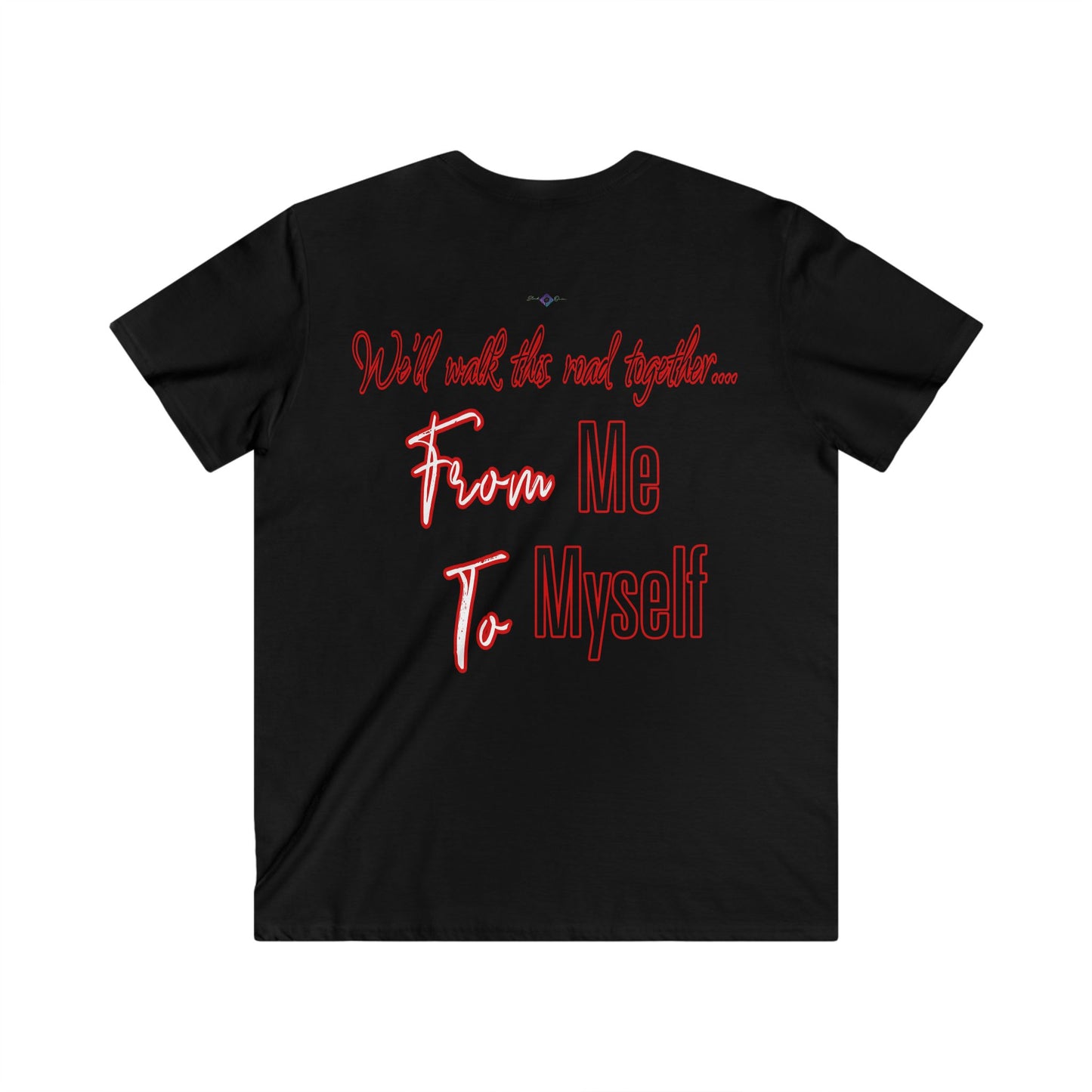 BlackOnion Men's V-Neck T-Shirt with Workout Motif ‘We’ll walk this road together’💪🔥🫵