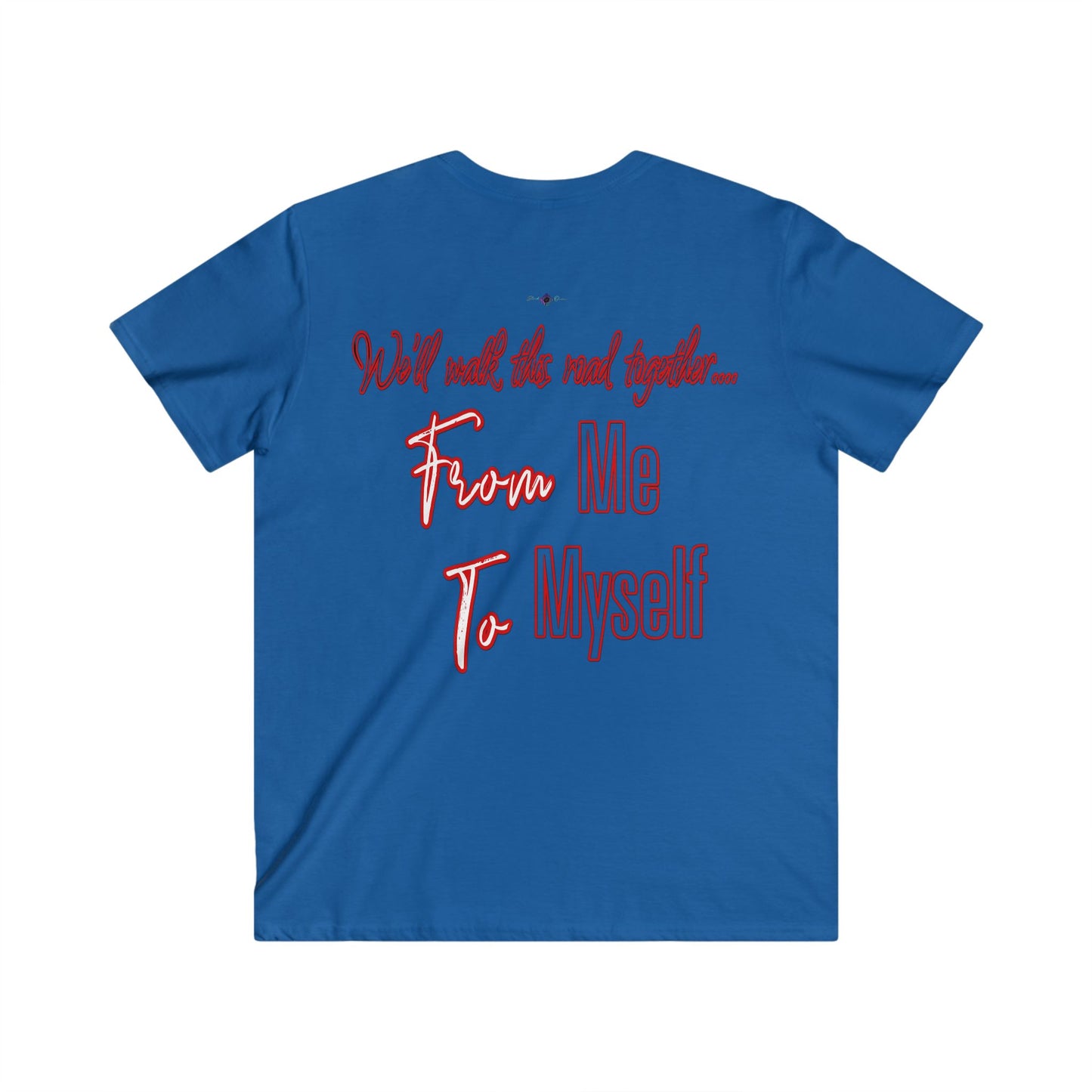 BlackOnion Men's V-Neck T-Shirt with Workout Motif ‘We’ll walk this road together’💪🔥🫵