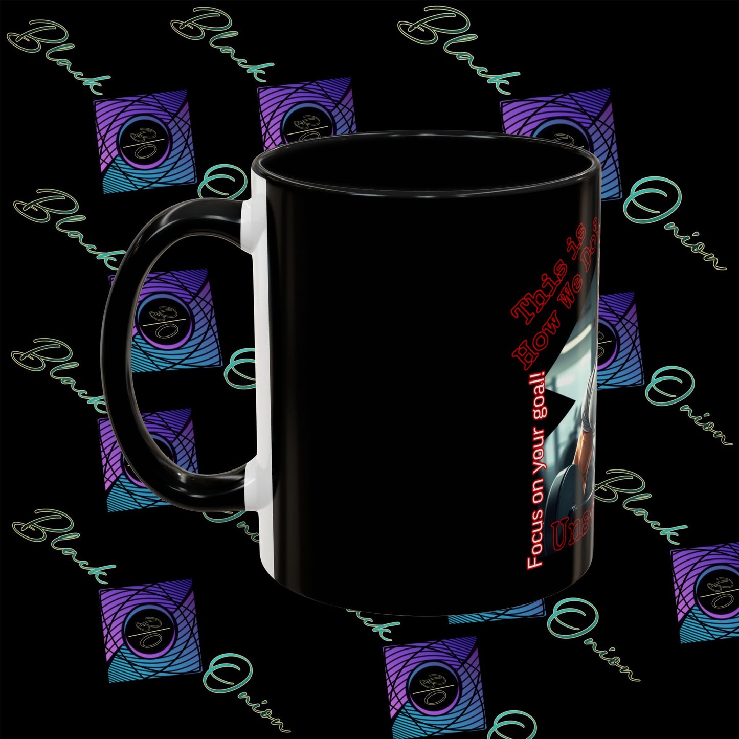 BlackOnion Coffee Mug - 11oz with Workout Motif ‘Unstoppable’🔥💪🫵