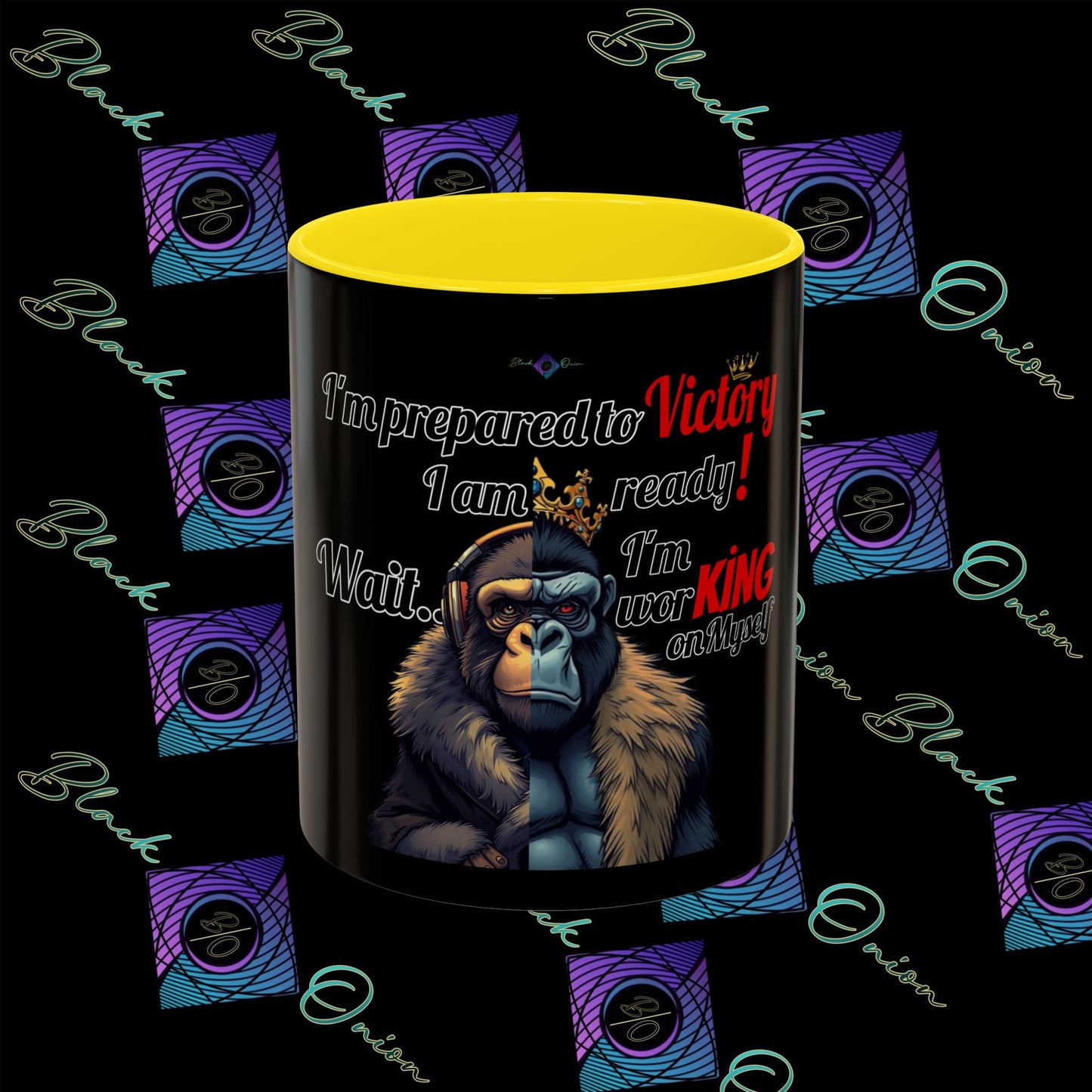 BlackOnion Coffee Mug 2 with Workout Motif ‘Victory V2’🫵🔥💪