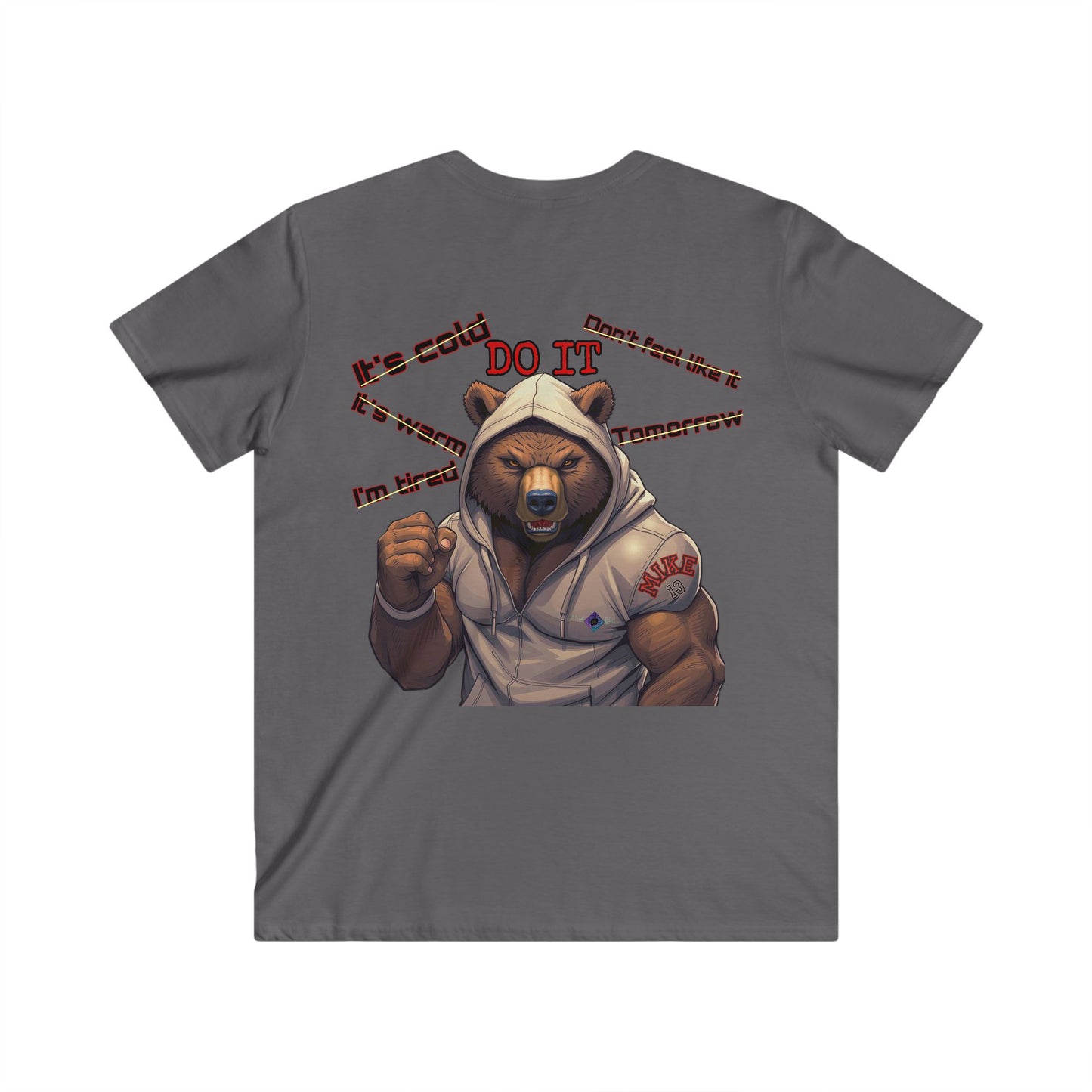BlackOnion Men's V-Neck T-Shirt with Workout Motif ‘Mike 13’💪🔥🫵