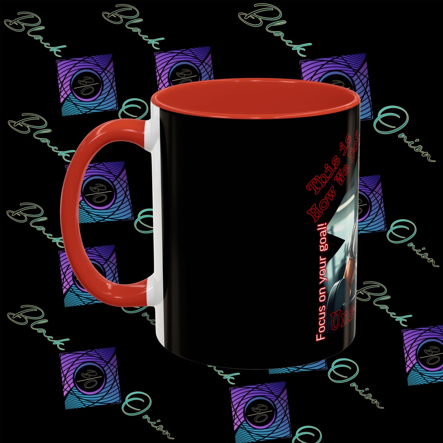 BlackOnion Coffee Mug - 11oz with Workout Motif ‘Unstoppable’🔥💪🫵