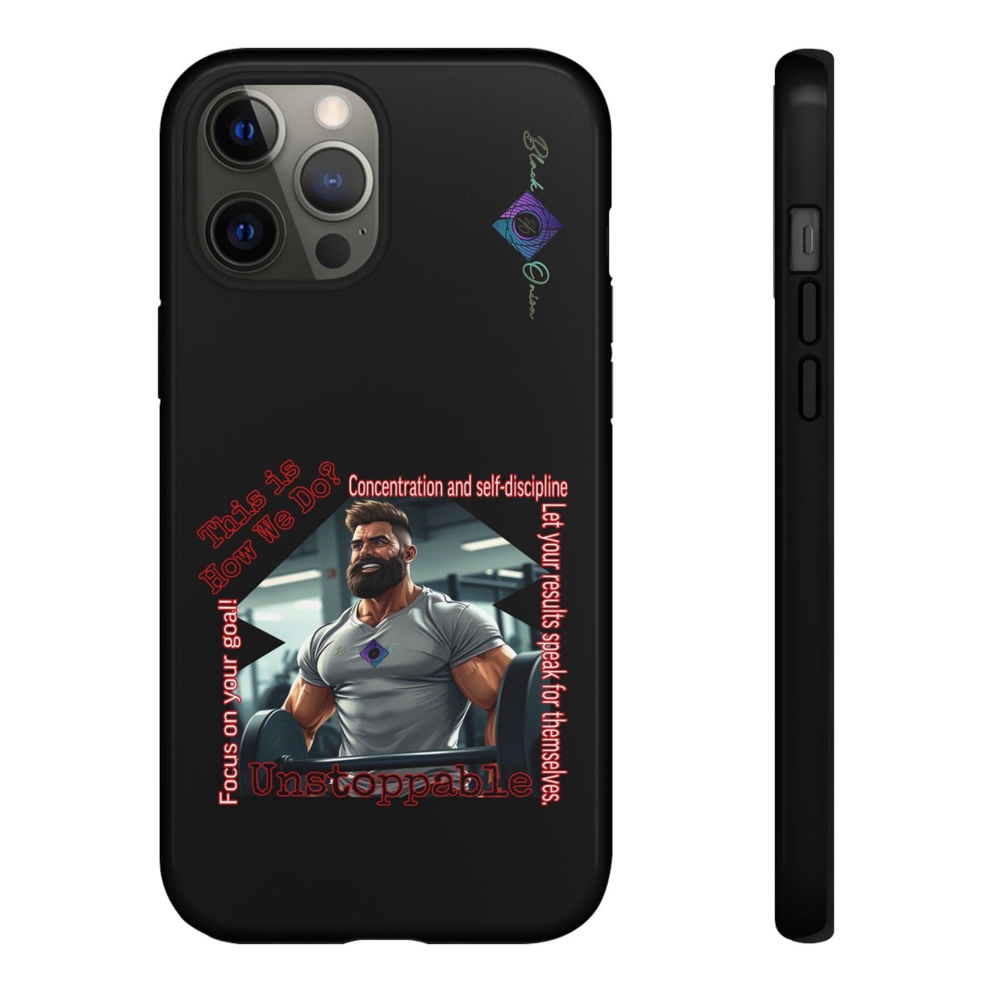 BlackOnion Brand New Phone Case - with Motivational Workout Motif’Unstoppable ‘💪🔥🫵