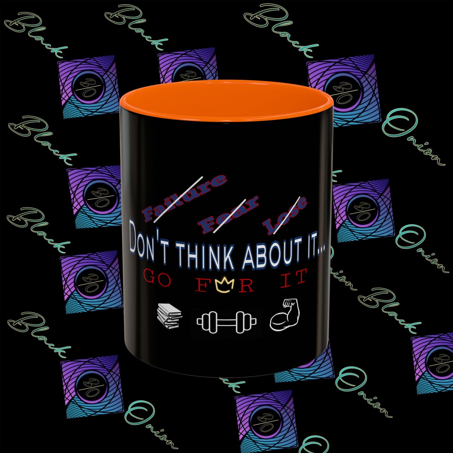 BlackOnion Coffee Mug Serial 2 with Workout Motif ‘Don’t think ‘🫵🔥💪