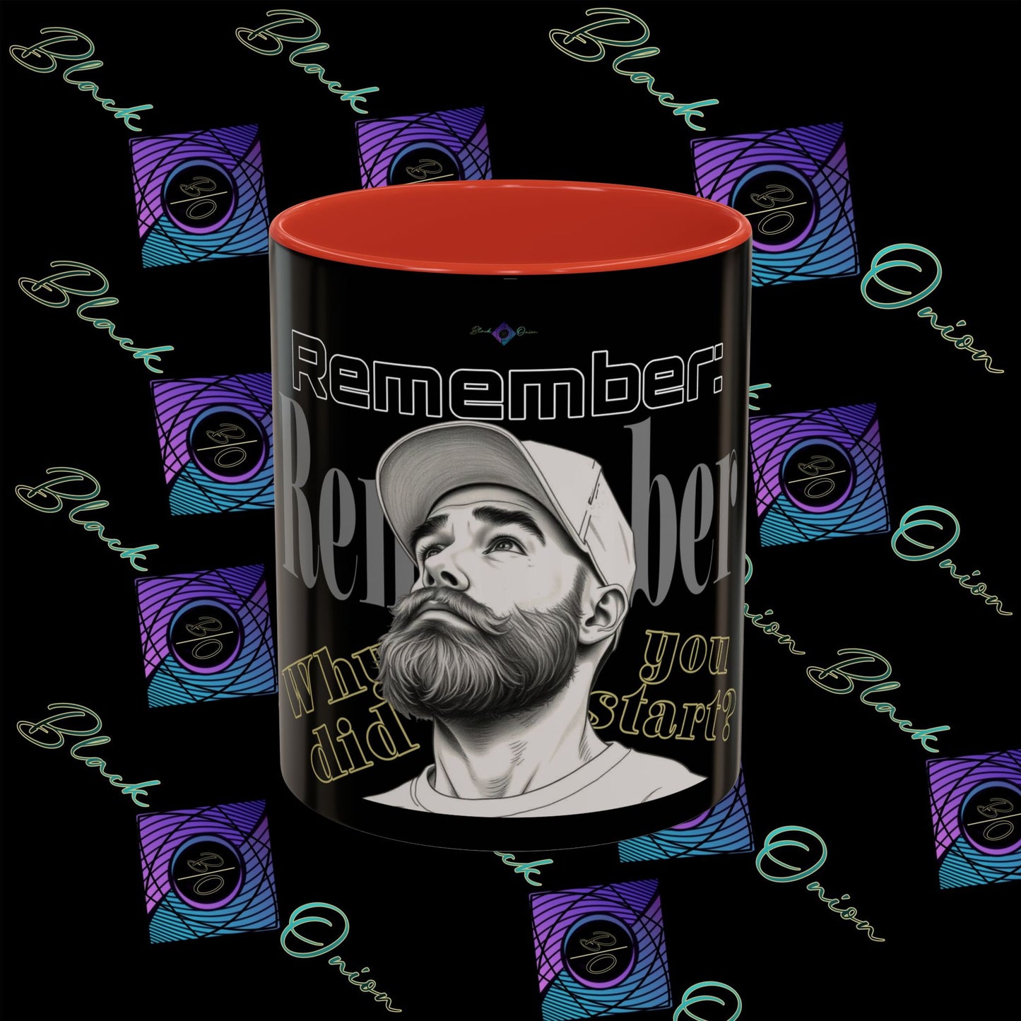 BlackOnion Coffee Mug 2 with Workout Motif ‘Remember V2’🫵🔥💪
