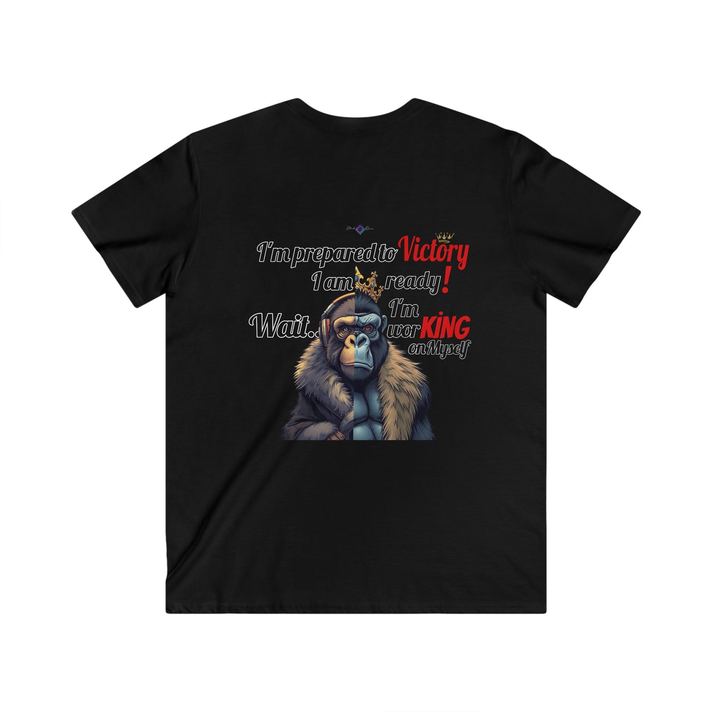 BlackOnion Men's V-Neck T-Shirt with Workout Motif ‘Victory👑’ 💪🔥🫵