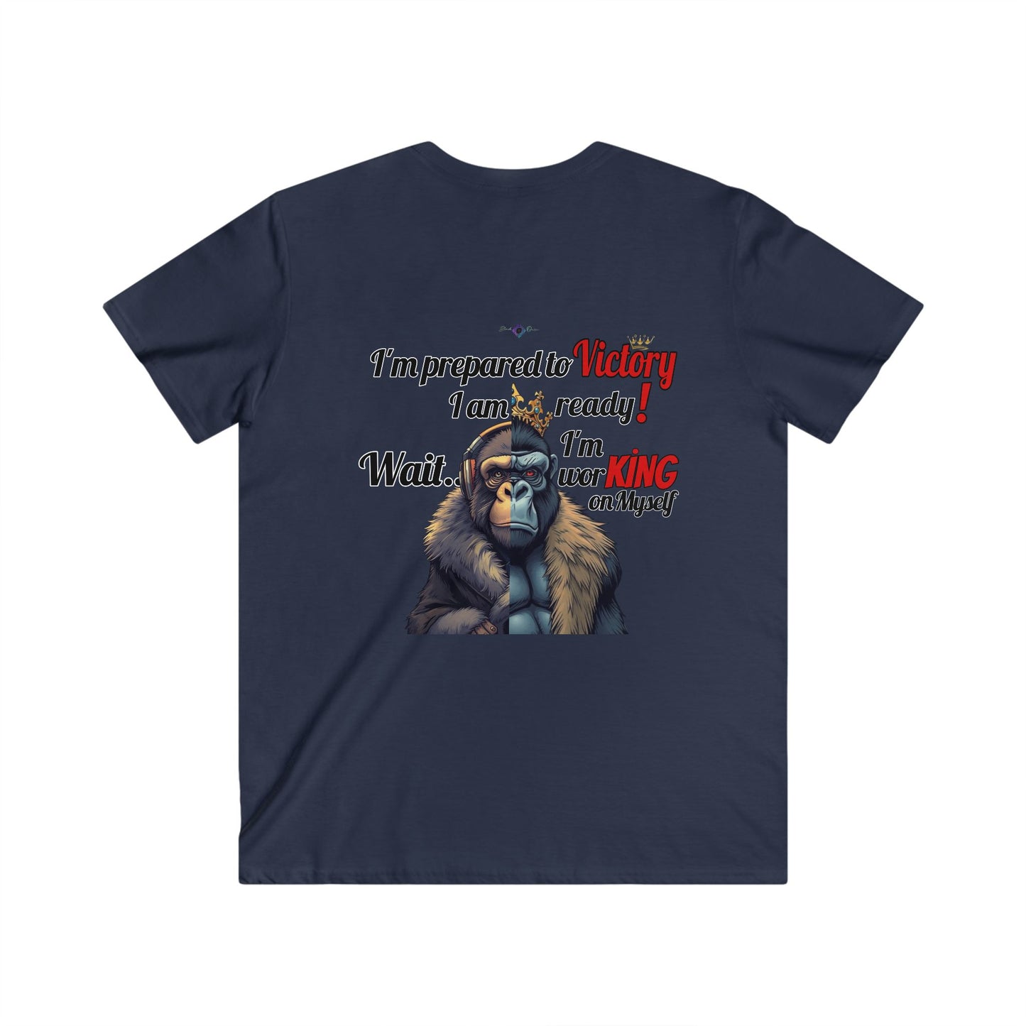 BlackOnion Men's V-Neck T-Shirt with Workout Motif ‘Victory👑’ 💪🔥🫵