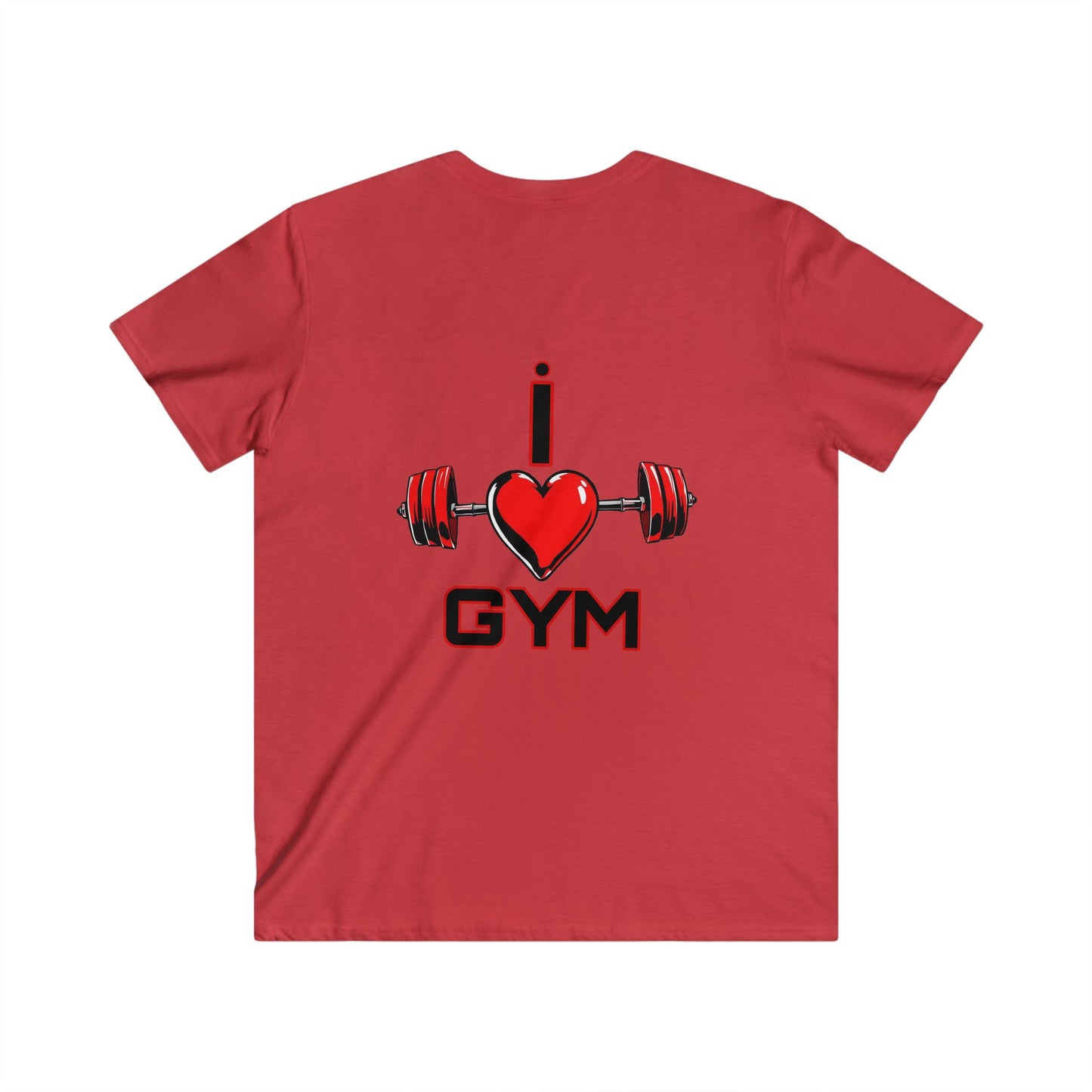 BlackOnion Men's V-Neck T-Shirt with Workout Motif ‘I Love Gym’💪🔥🫵