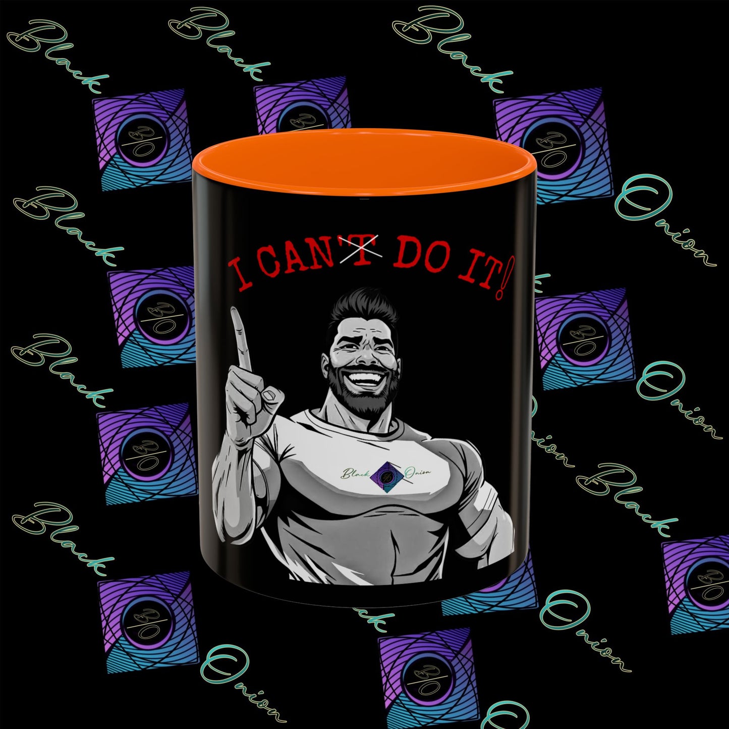 BlackOnion Coffee Mug - 11oz with Workout Motif ‘I Can Do It ’🔥💪🫵
