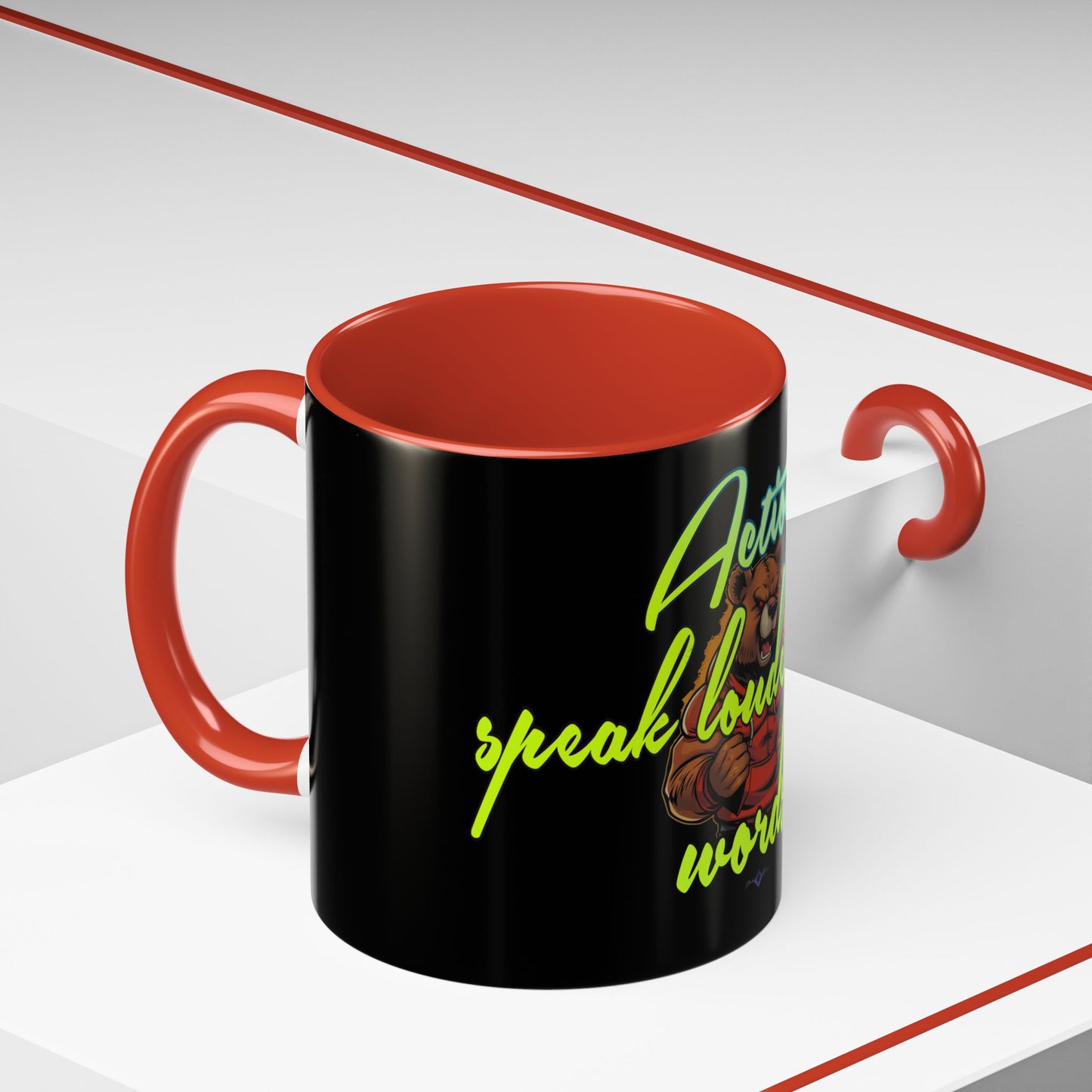BlackOnion Coffee Mug 2 with Workout Motif ‘Actions speak lauder than words V2’🫵🔥💪
