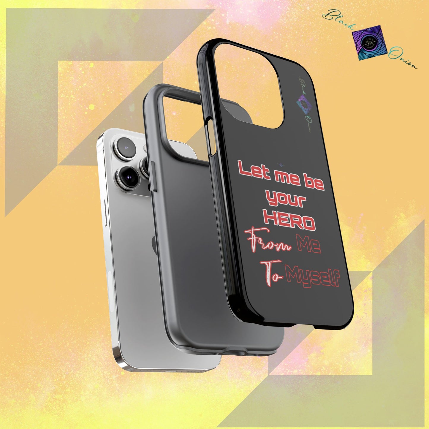 BlackOnion Brand New Phone Case - with Motivational Workout Motif’Let me be your Hero ‘💪🔥🫵