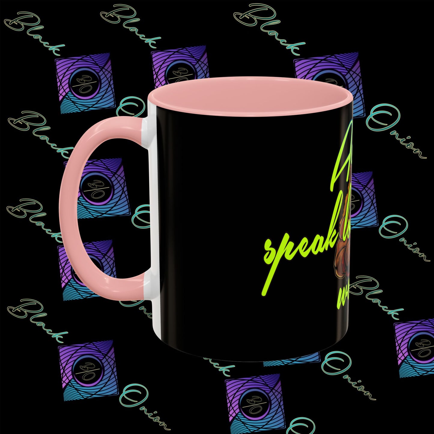 BlackOnion Coffee Mug - 11oz with Workout Motif ‘Actions speak lauder than words’🔥💪🫵