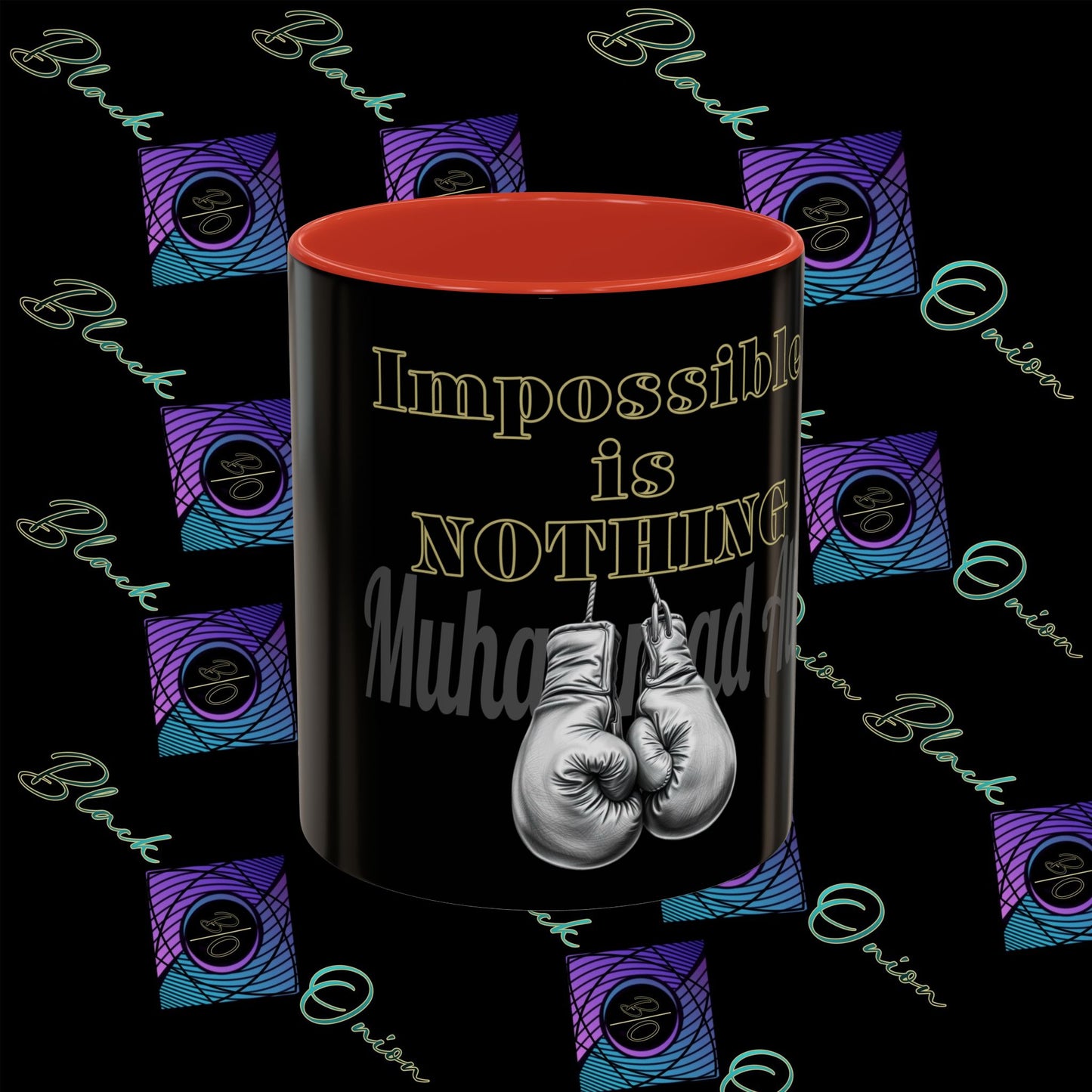 BlackOnion Coffee Mug 2 with Workout Motif ‘Impossible is NothingV2’🫵🔥💪