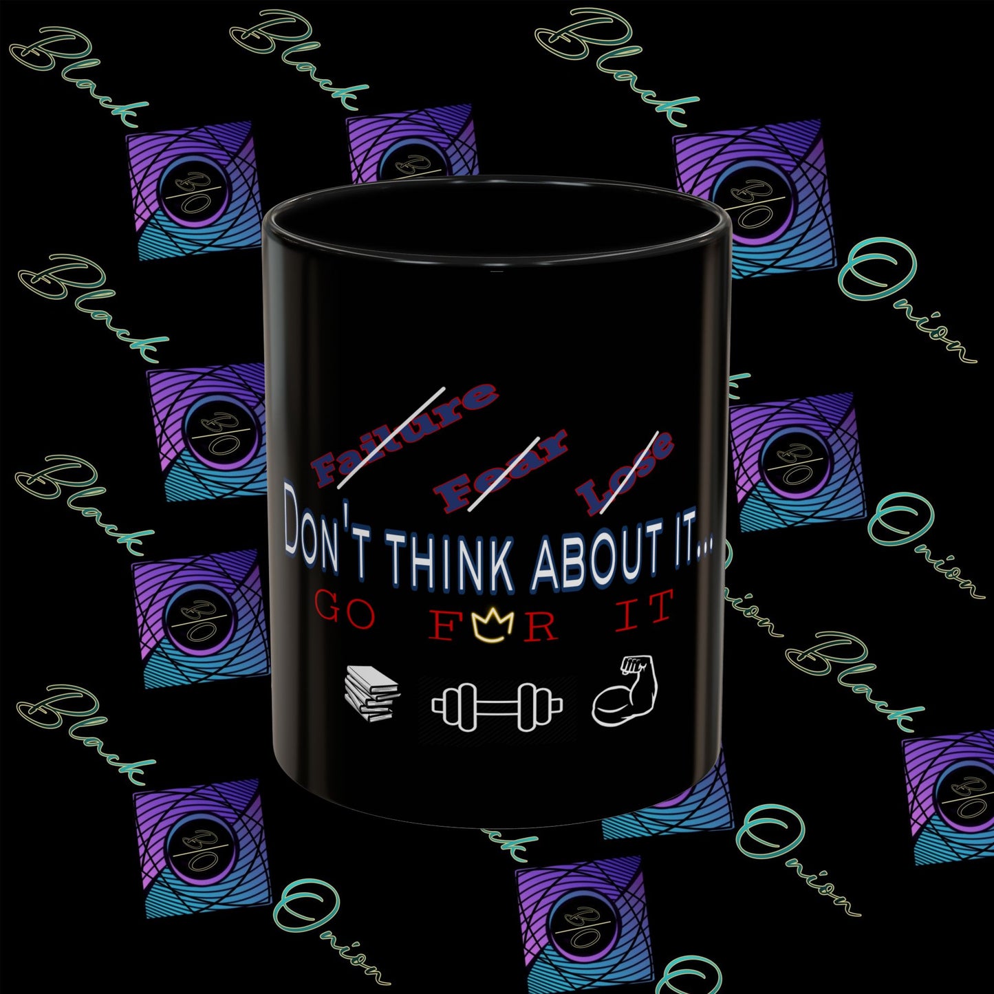BlackOnion Coffee Mug Serial 2 with Workout Motif ‘Don’t think ‘🫵🔥💪