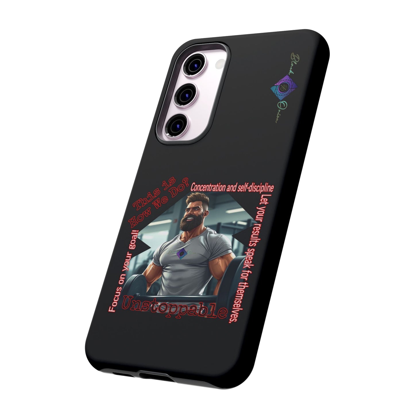 BlackOnion Brand New Phone Case - with Motivational Workout Motif’Unstoppable ‘💪🔥🫵