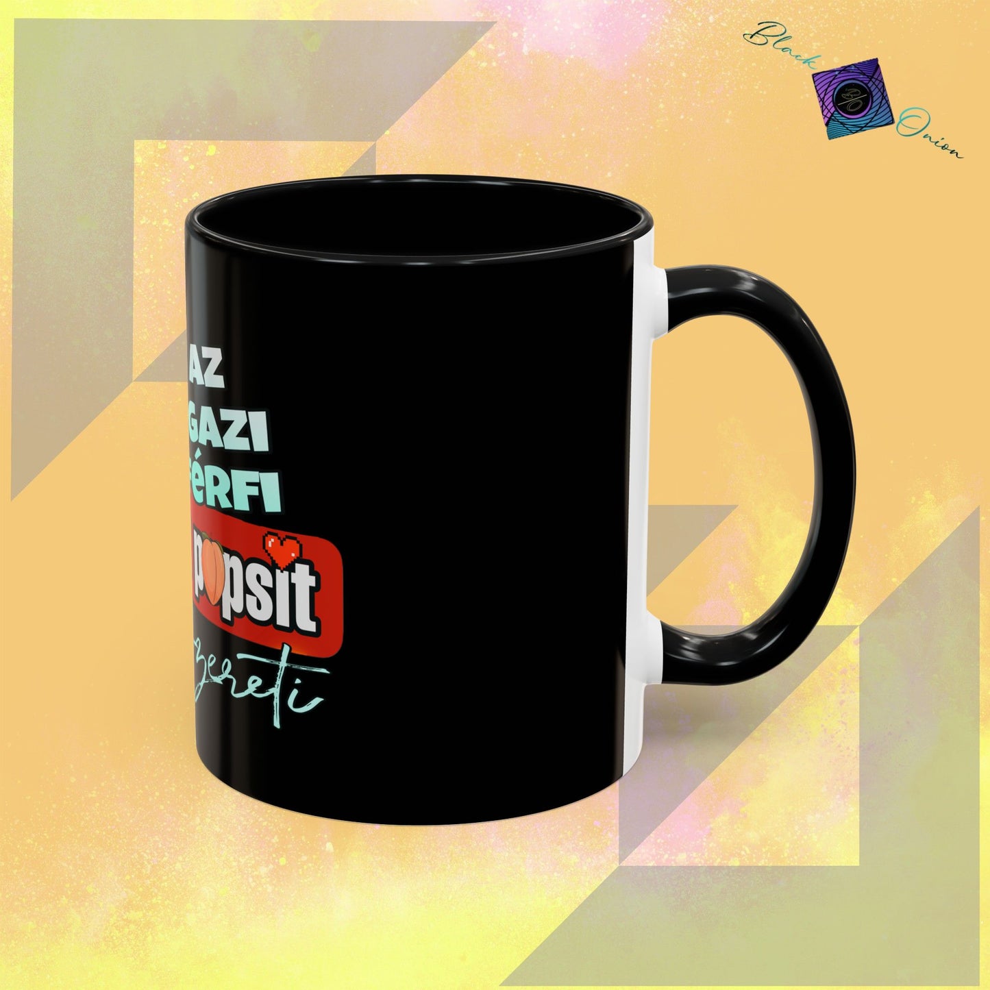 BlackOnion Coffee Mug - 11oz with Workout Motif ‘Az igazi férfi’🔥💪🫵