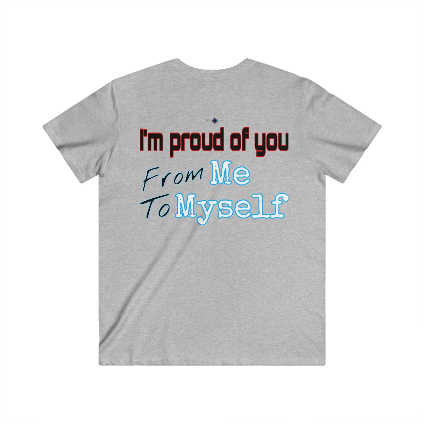 BlackOnion Men's V-Neck T-Shirt with Workout Motif ‘I’m proud of you’💪🔥🫵