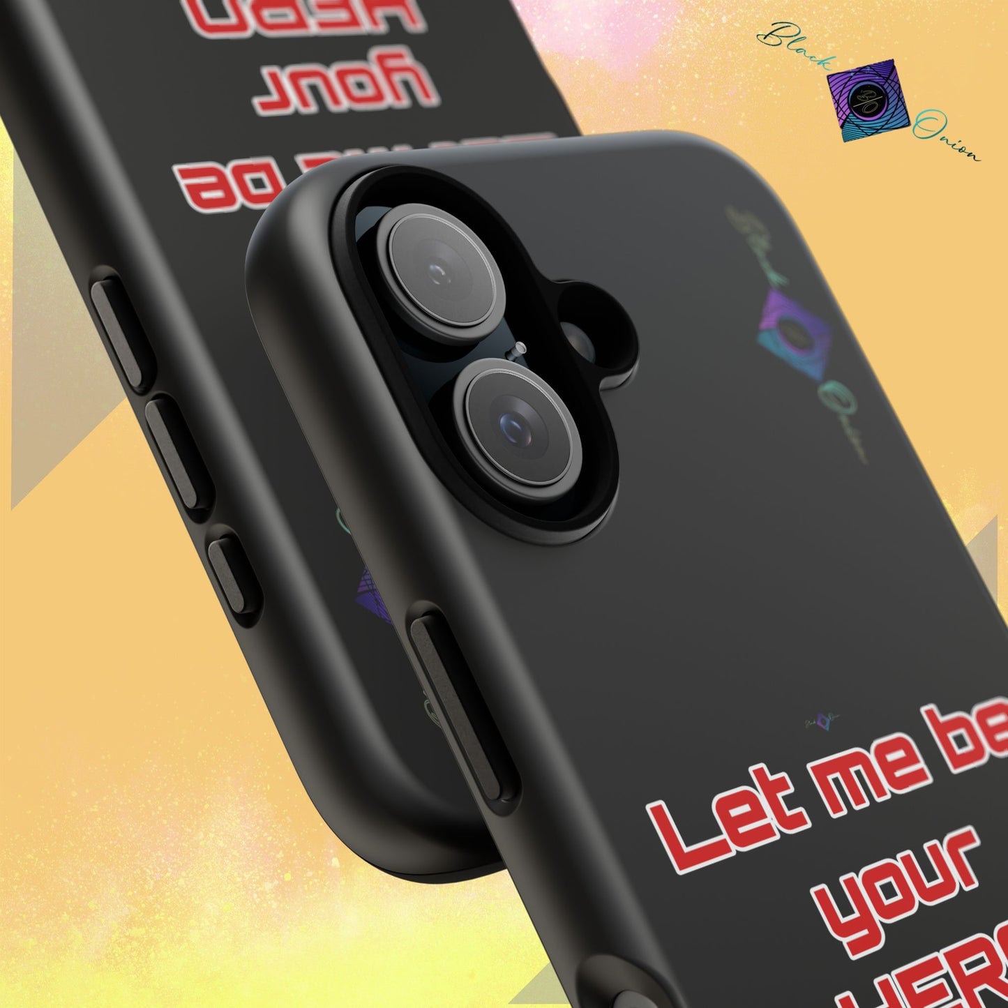 BlackOnion Brand New Phone Case - with Motivational Workout Motif’Let me be your Hero ‘💪🔥🫵