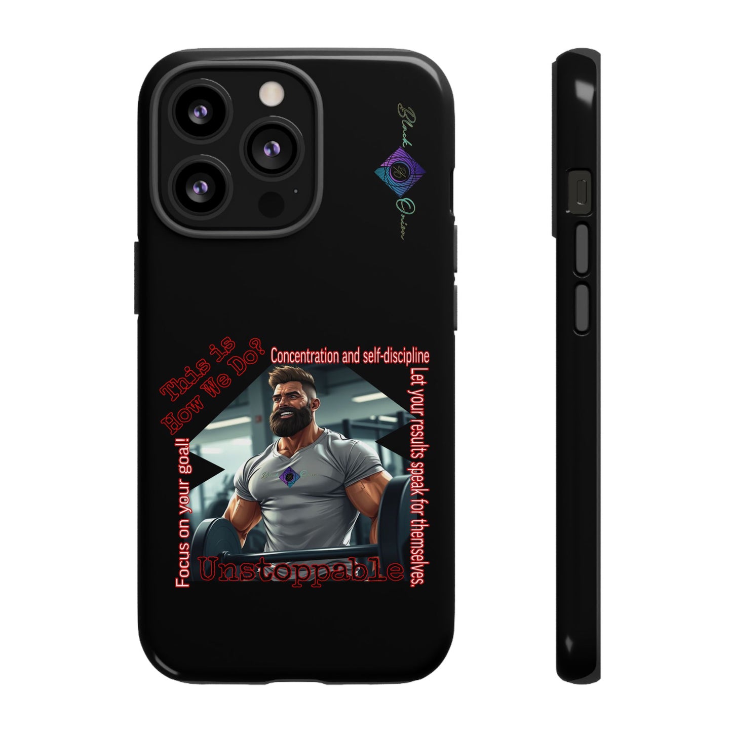BlackOnion Brand New Phone Case - with Motivational Workout Motif’Unstoppable ‘💪🔥🫵