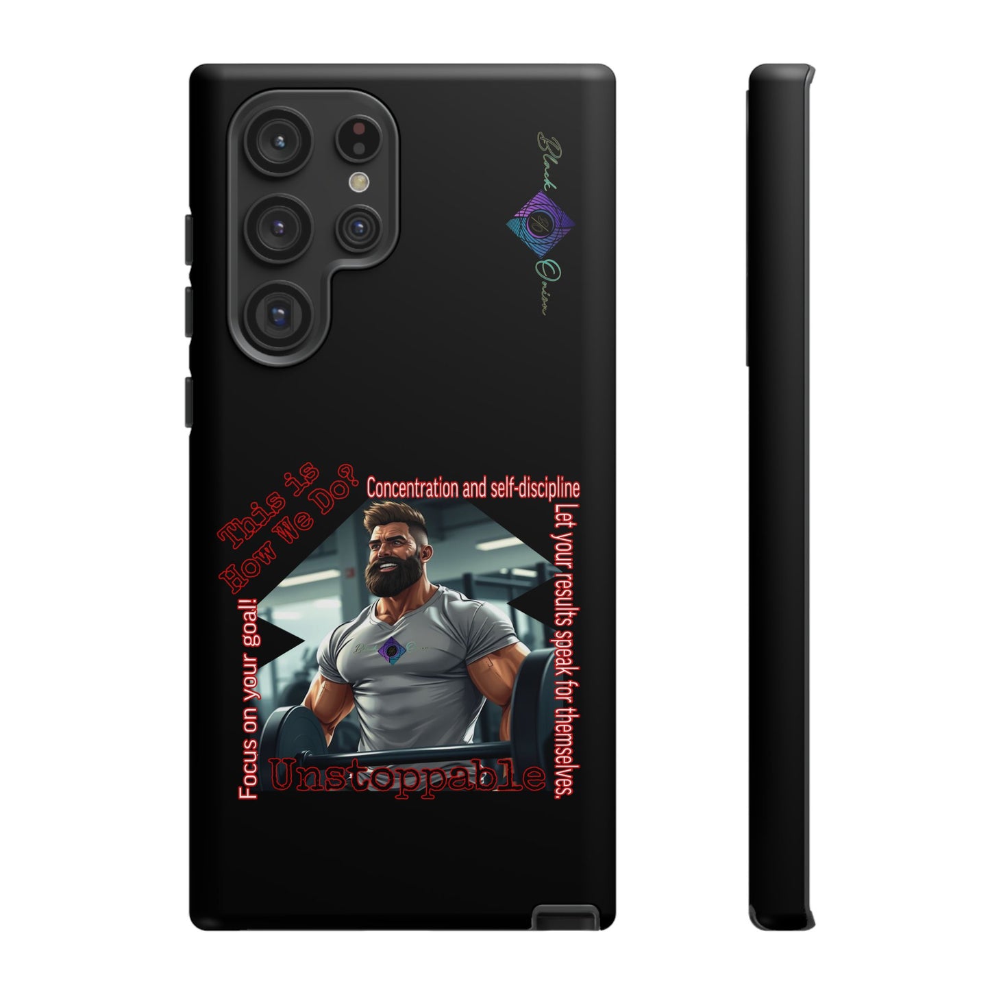 BlackOnion Brand New Phone Case - with Motivational Workout Motif’Unstoppable ‘💪🔥🫵