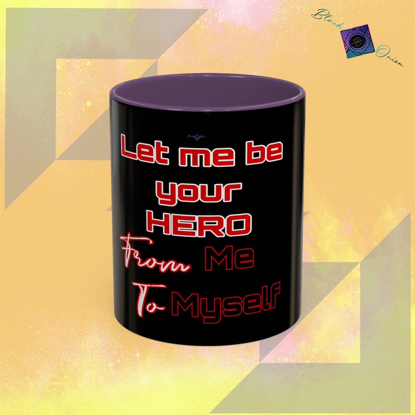 BlackOnion Coffee Mug - 11oz with Workout Motif ‘Let me be your Hero’🔥💪🫵