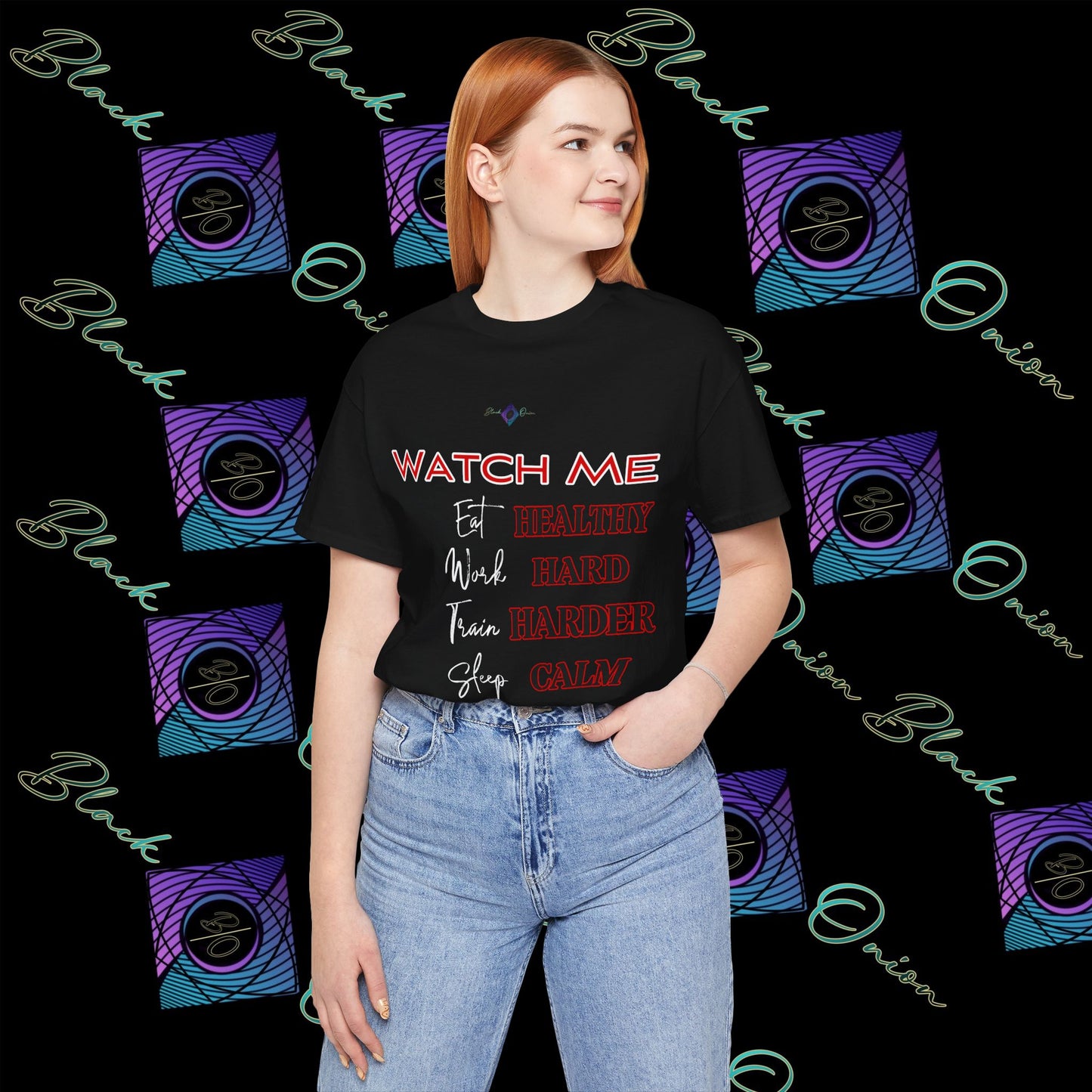 BlackOnion "Watch Me" T-Shirt with Workout Motif 💪🔥