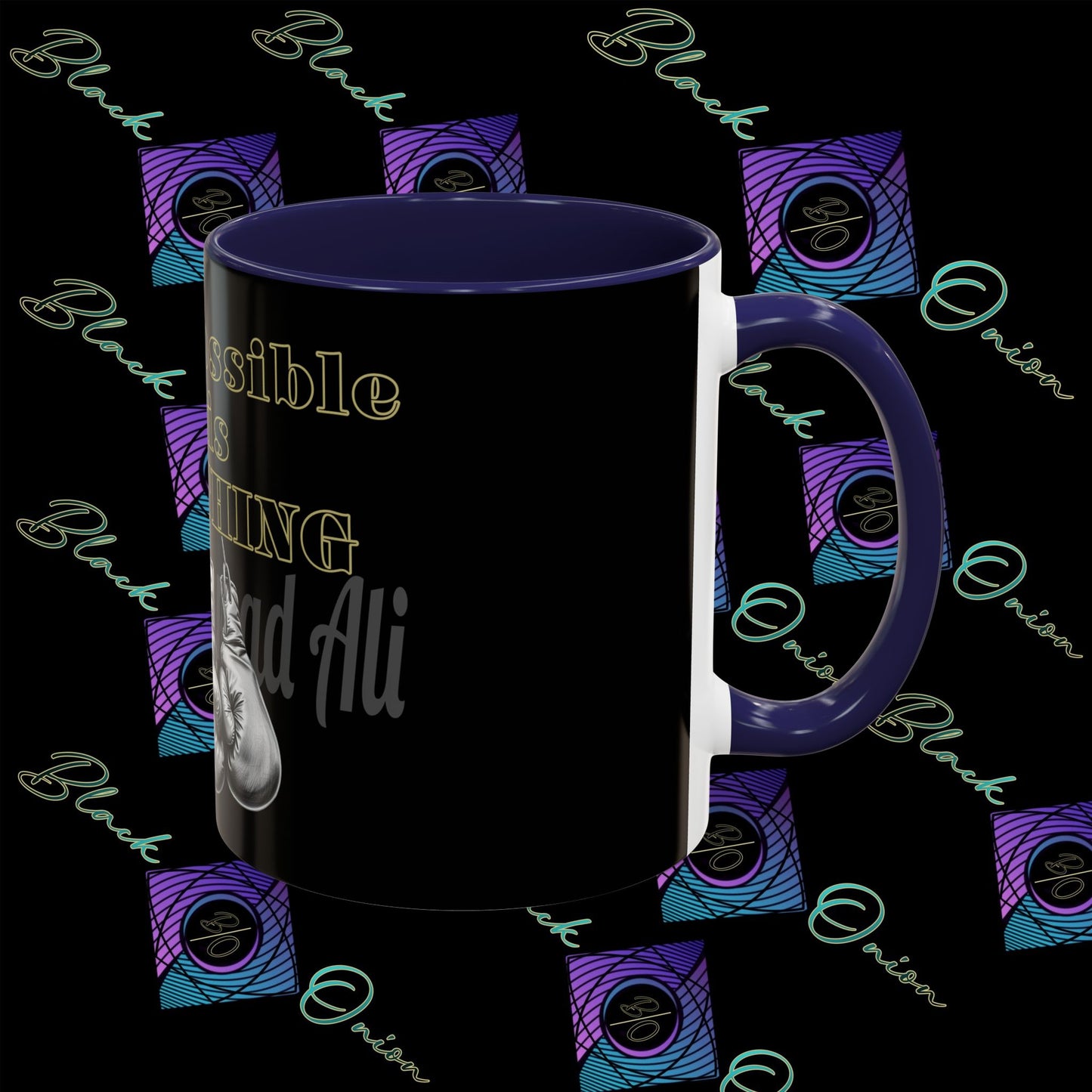 BlackOnion Coffee Mug 2 with Workout Motif ‘Impossible is NothingV2’🫵🔥💪