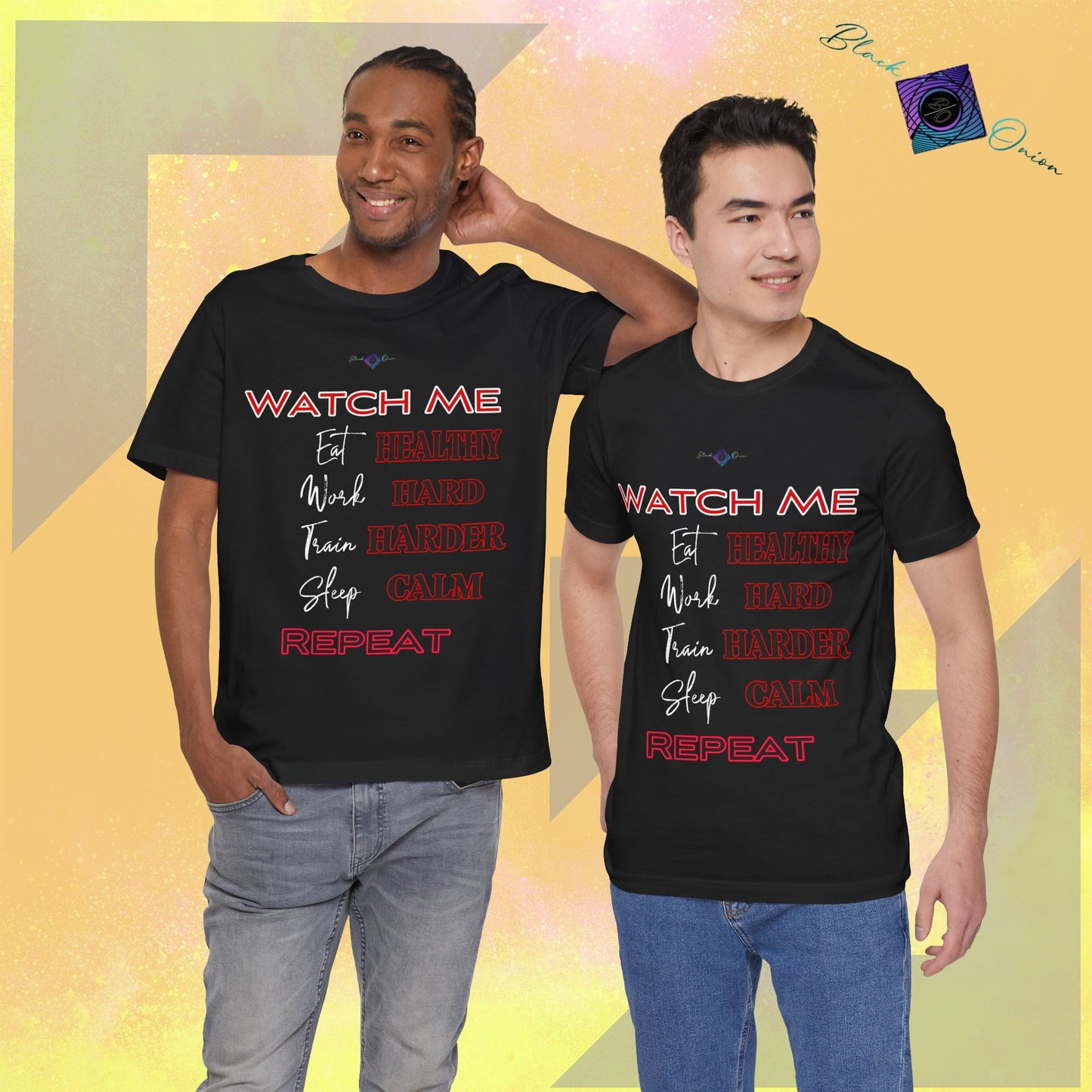 BlackOnion T-Shirt with Workout Motif V2 “Watch Me" 💪🔥