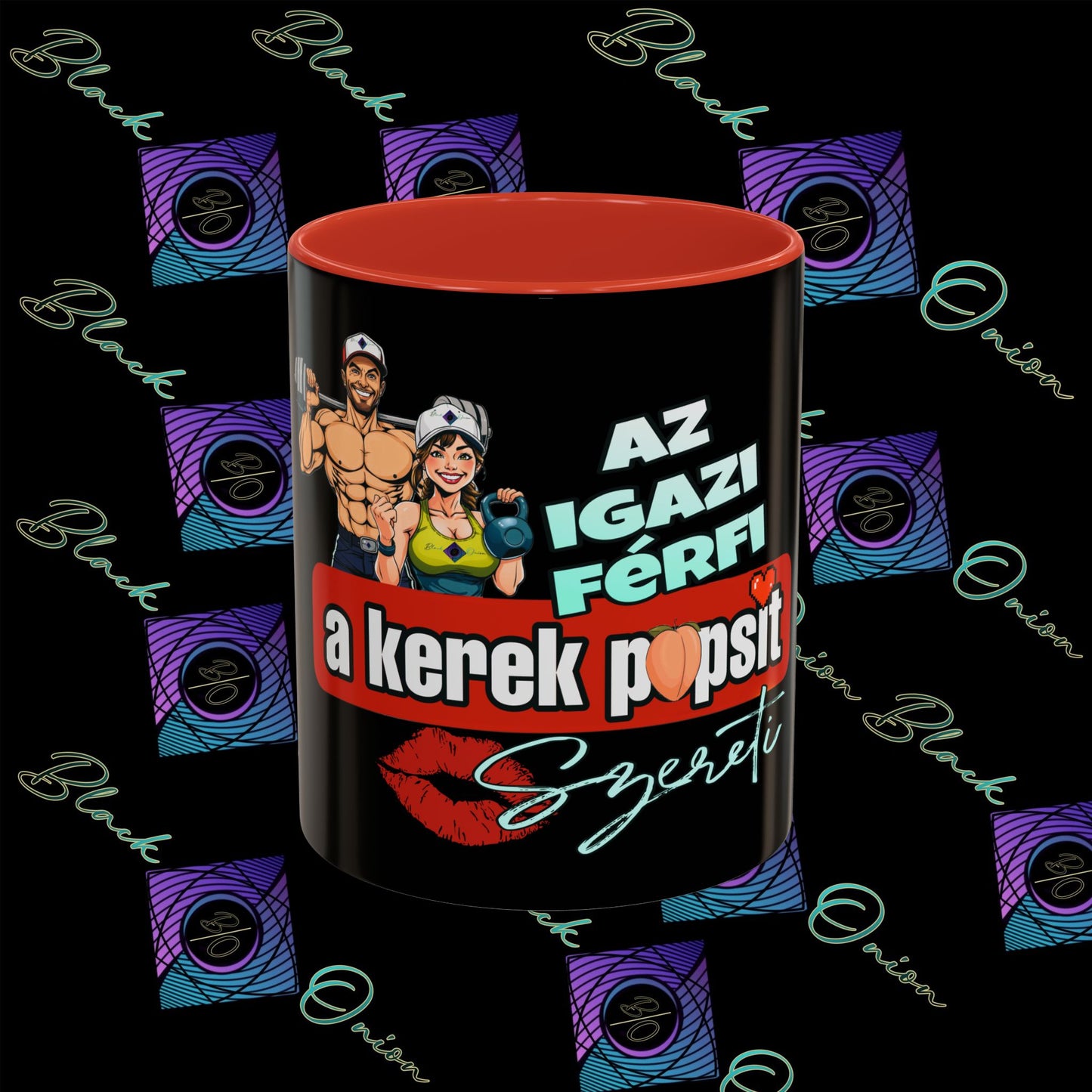 BlackOnion Coffee Mug - 11oz with Workout Motif ‘Az igazi férfi’🔥💪🫵