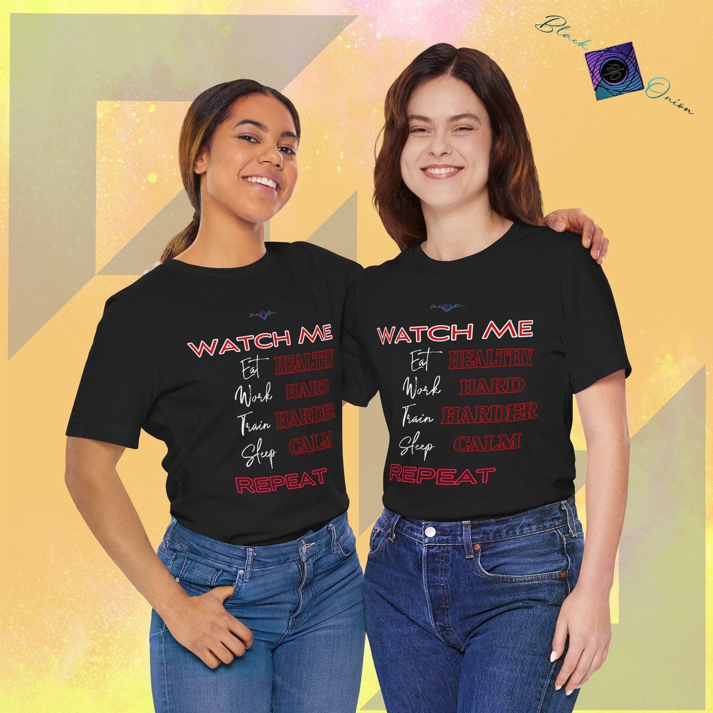 BlackOnion T-Shirt with Workout Motif V2 “Watch Me" 💪🔥
