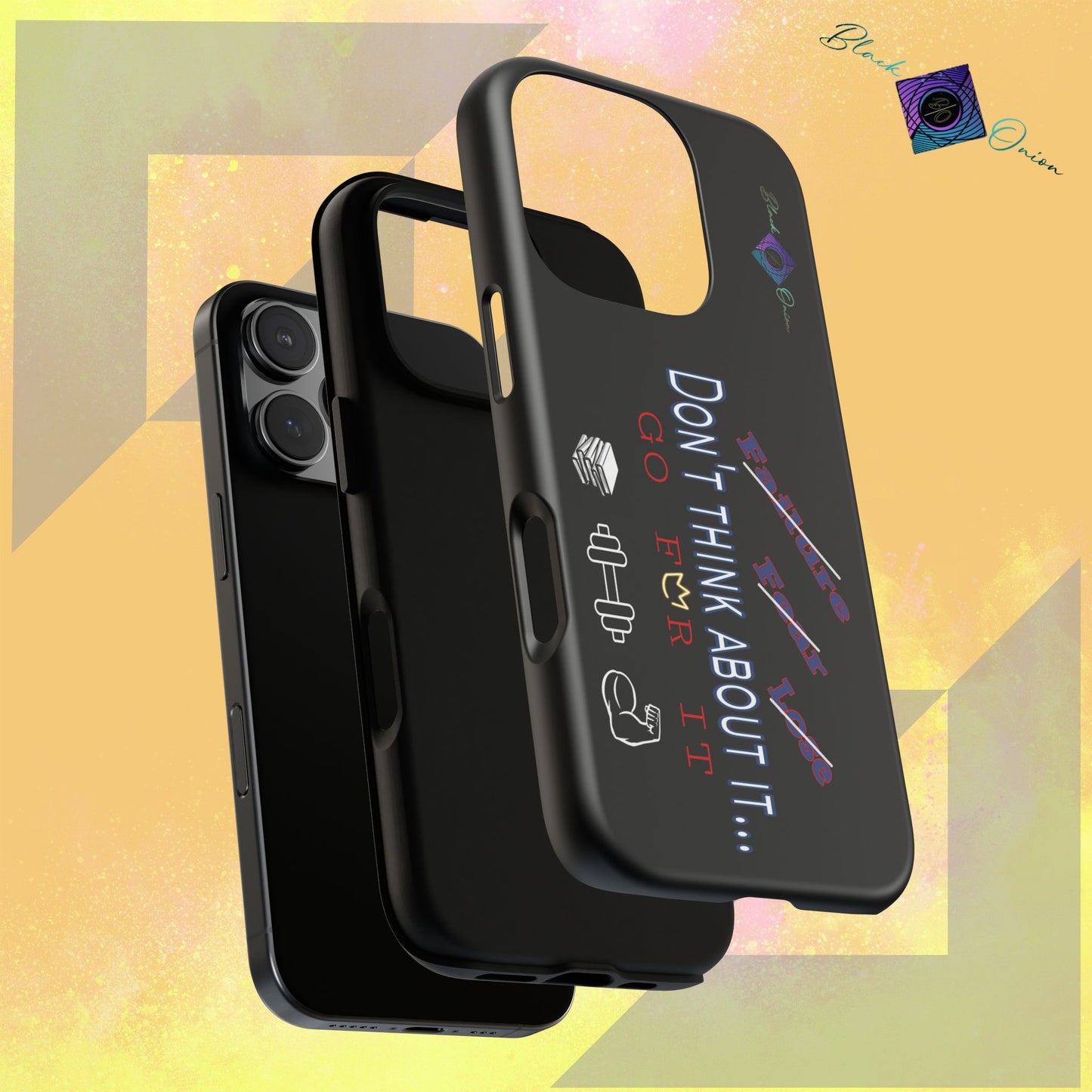 BlackOnion Brand New Phone Case - with Motivational Workout Motif’Don’t think ‘💪🔥🫵
