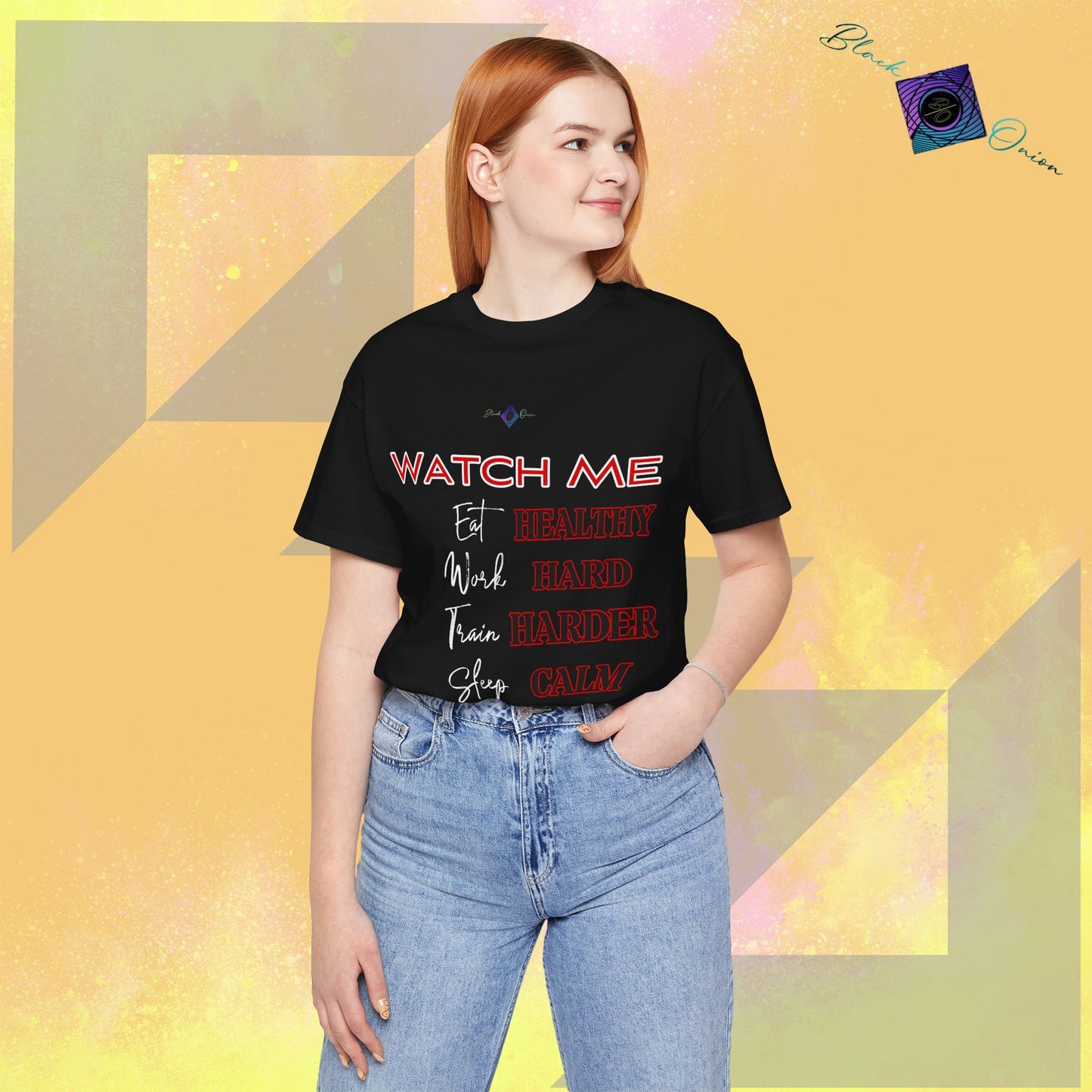 BlackOnion T-Shirt with Workout Motif V2 “Watch Me" 💪🔥