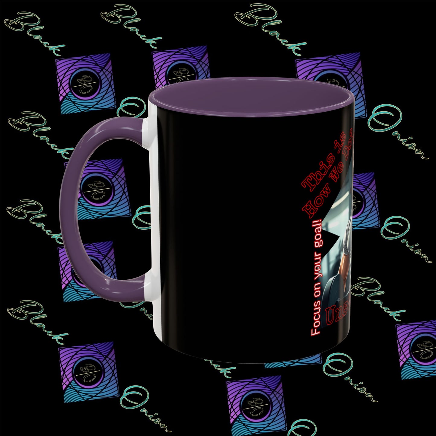 BlackOnion Coffee Mug - 11oz with Workout Motif ‘Unstoppable’🔥💪🫵